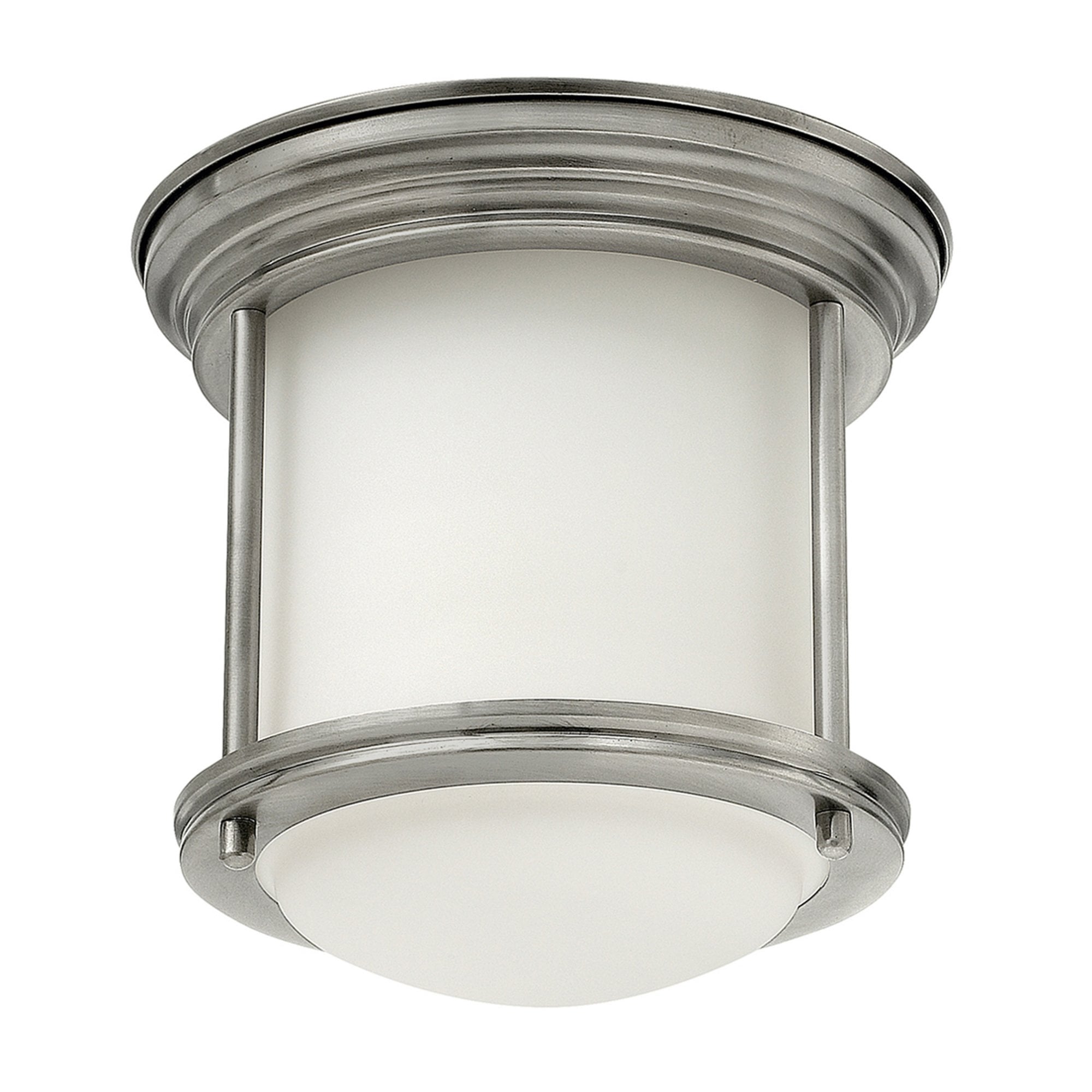 Quintiesse Hadrian Single Bathroom Flush Fitting - Opal Glass - Antique Nickel