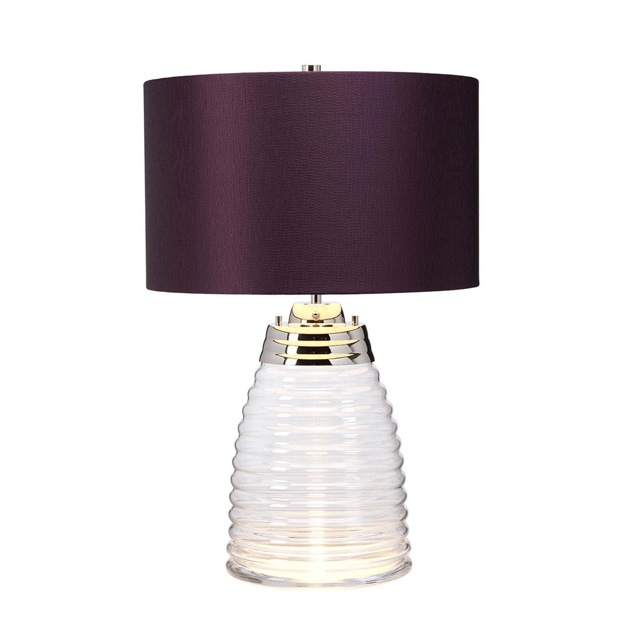 Quintiesse Milne Single Table Lamp - Aubergine - Polished Nickel