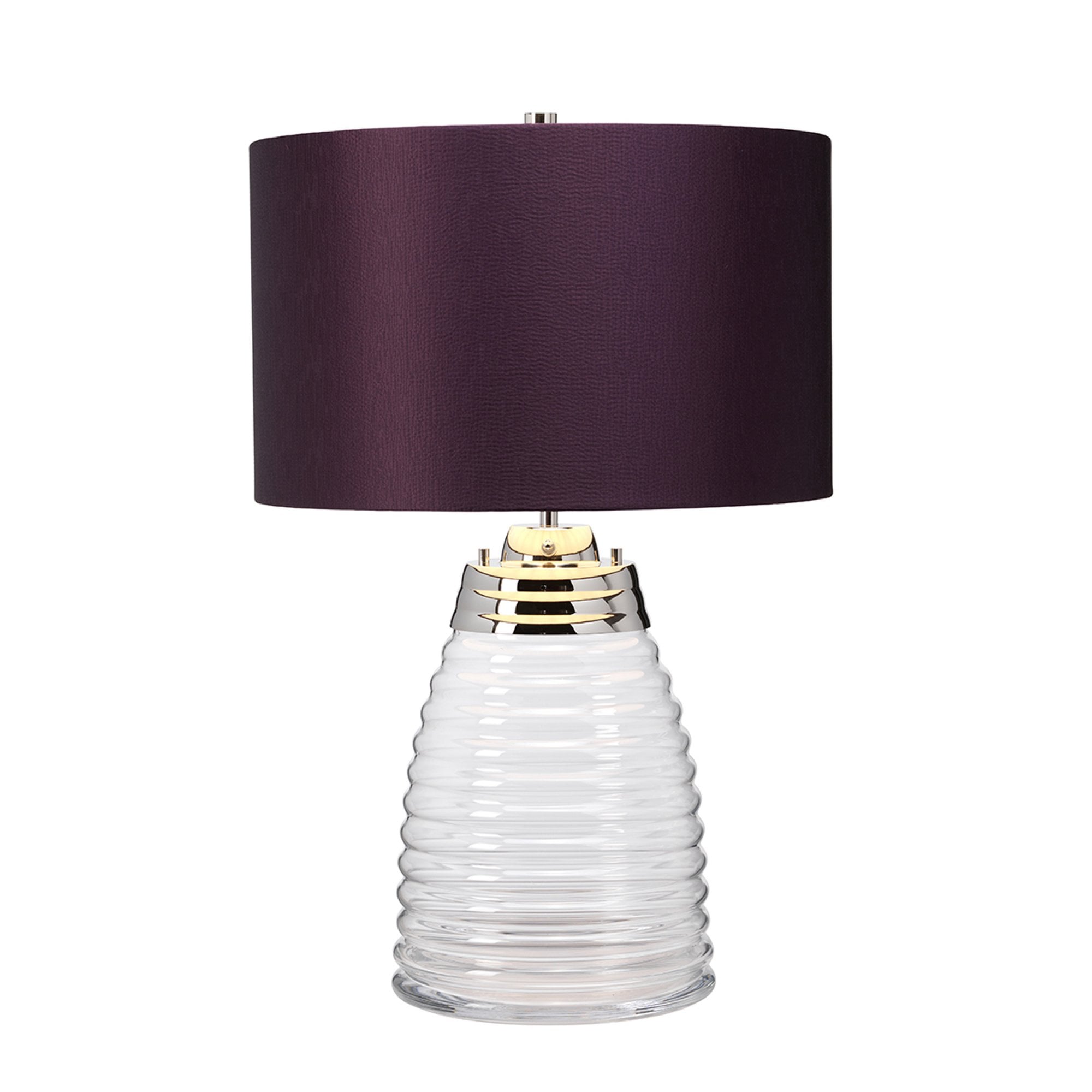 Quintiesse Milne Single Table Lamp - Aubergine - Polished Nickel