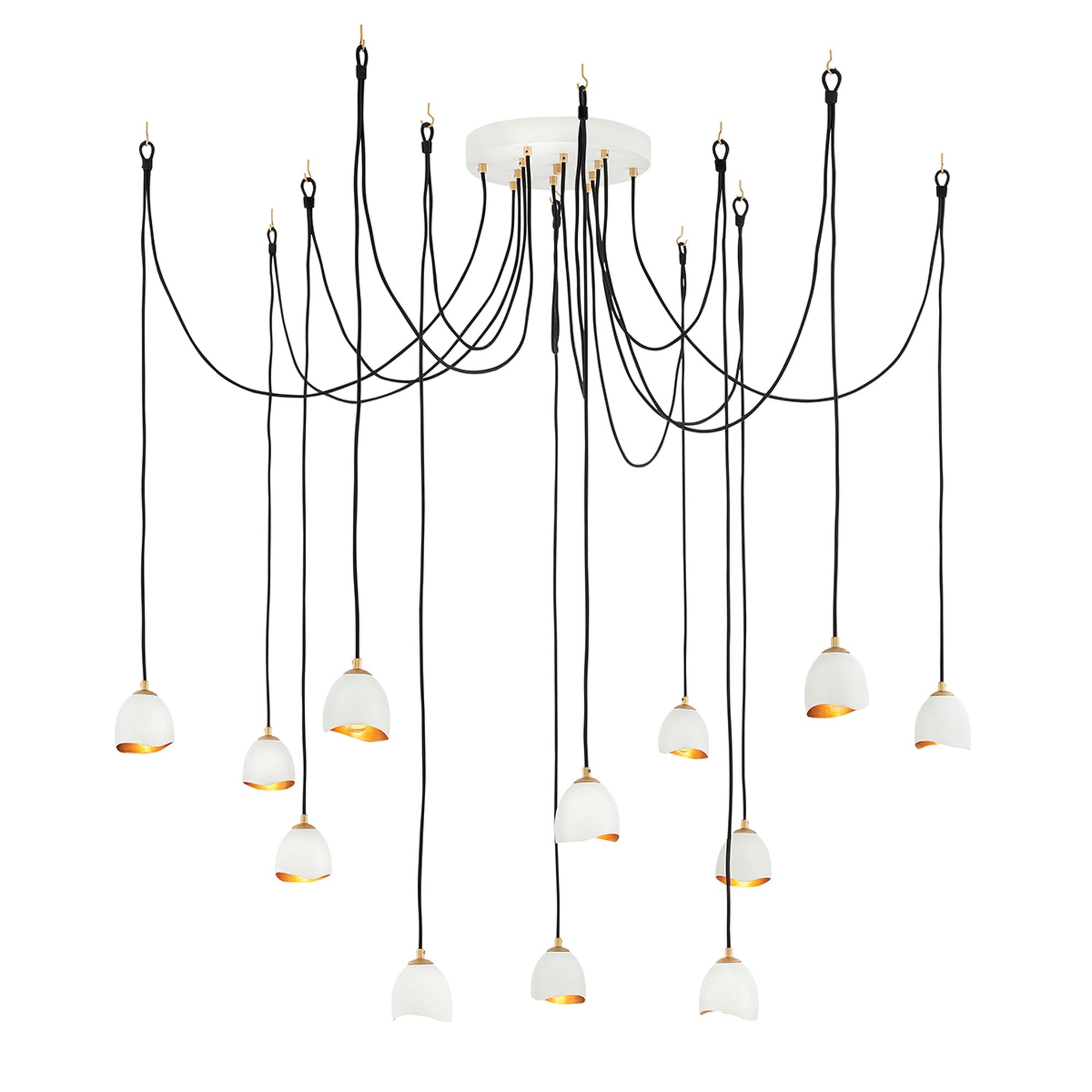 Quintiesse Nula 12 Light Pendant - Shell White & Luxe Gold