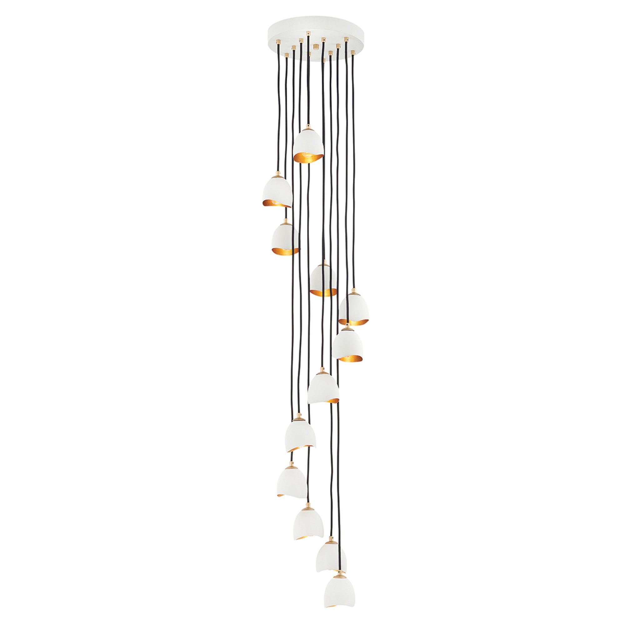 Quintiesse Nula 12 Light Pendant - Shell White & Luxe Gold