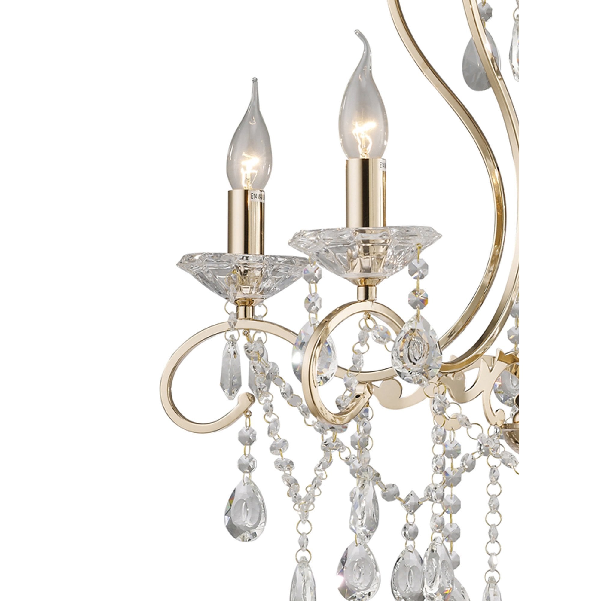 Diyas IL32065 Vela Pendant 5 Light French Gold/Crystal