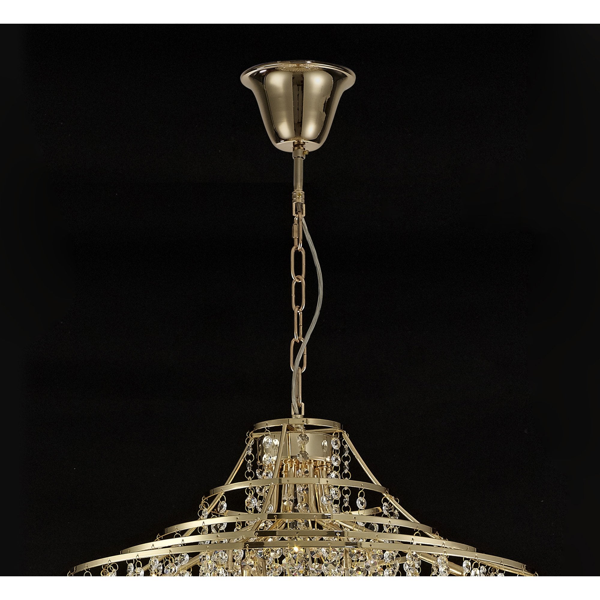 Diyas IL32775 Inina Tall Pendant 9 Light E14 French Gold/Crystal