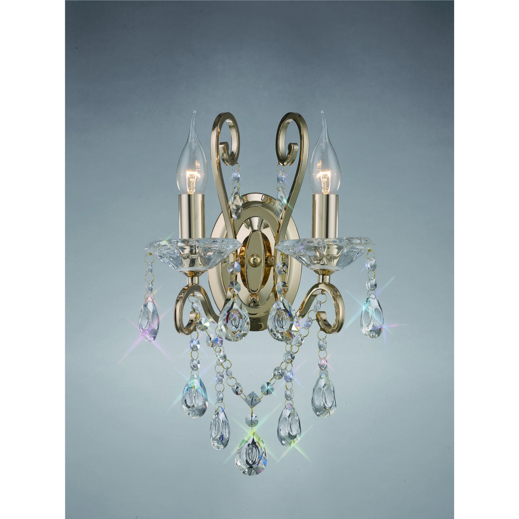 Diyas IL32062 Vela Wall Light Switched 2 Light French Gold/Crystal