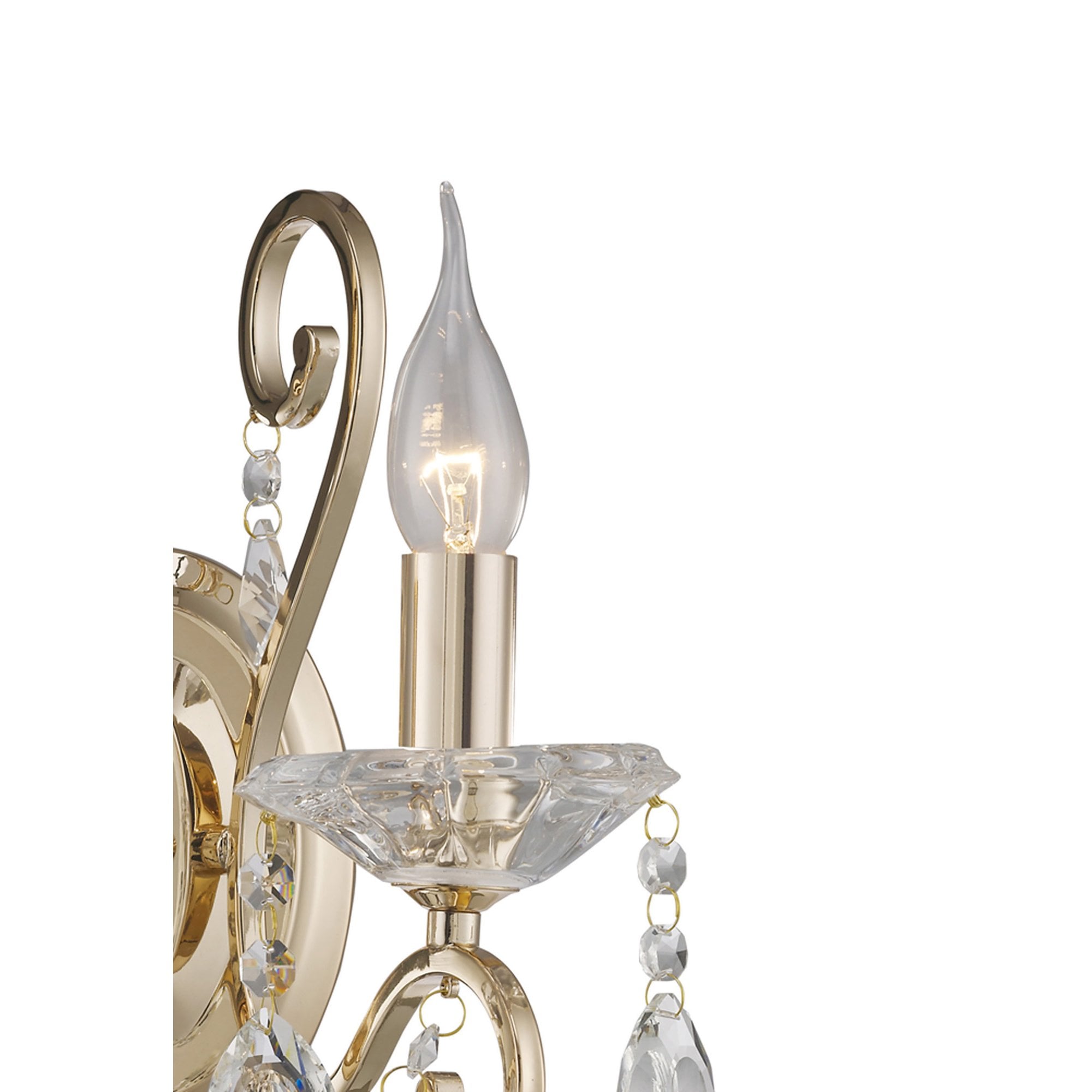 Diyas IL32062 Vela Wall Light Switched 2 Light French Gold/Crystal