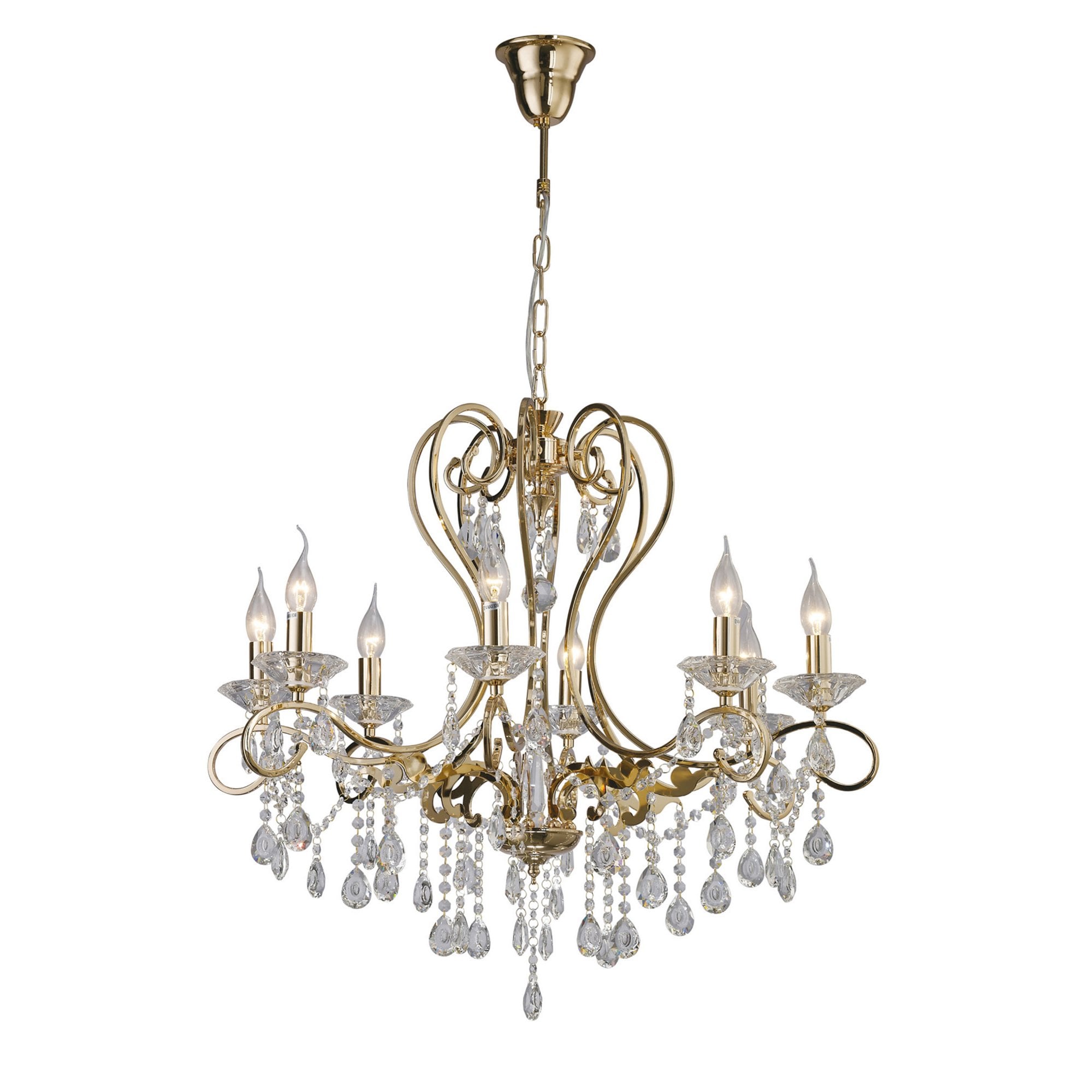 Diyas IL32068 Vela Pendant 8 Light French Gold/Crystal