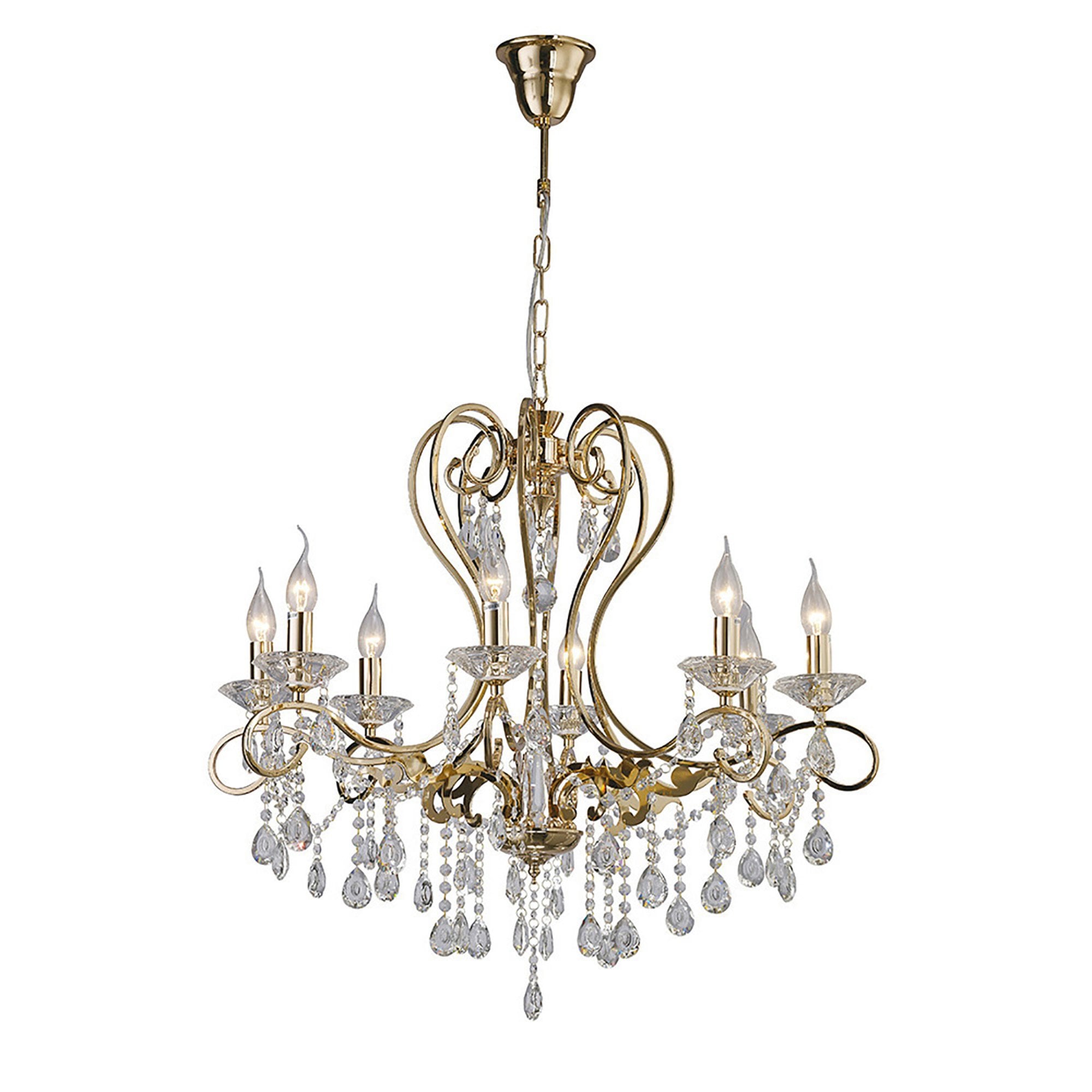 Diyas IL32068 Vela Pendant 8 Light French Gold/Crystal