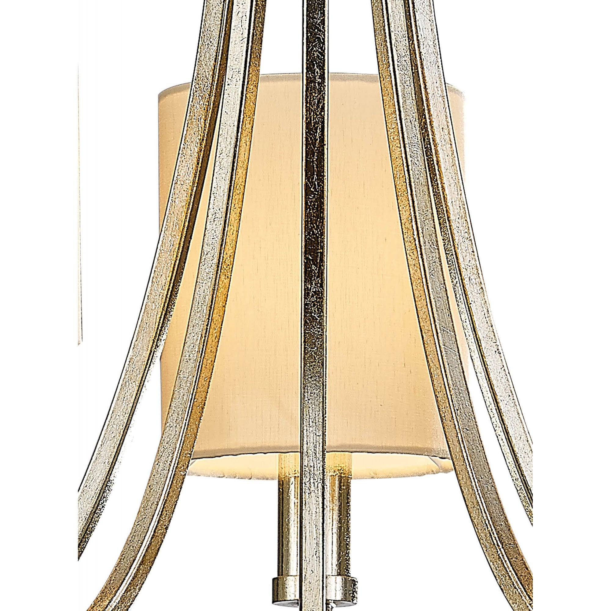 Diyas IL31702 Isabella Pendant With Beige Shade 5 Light E14 Antique Silver/Teak Plated