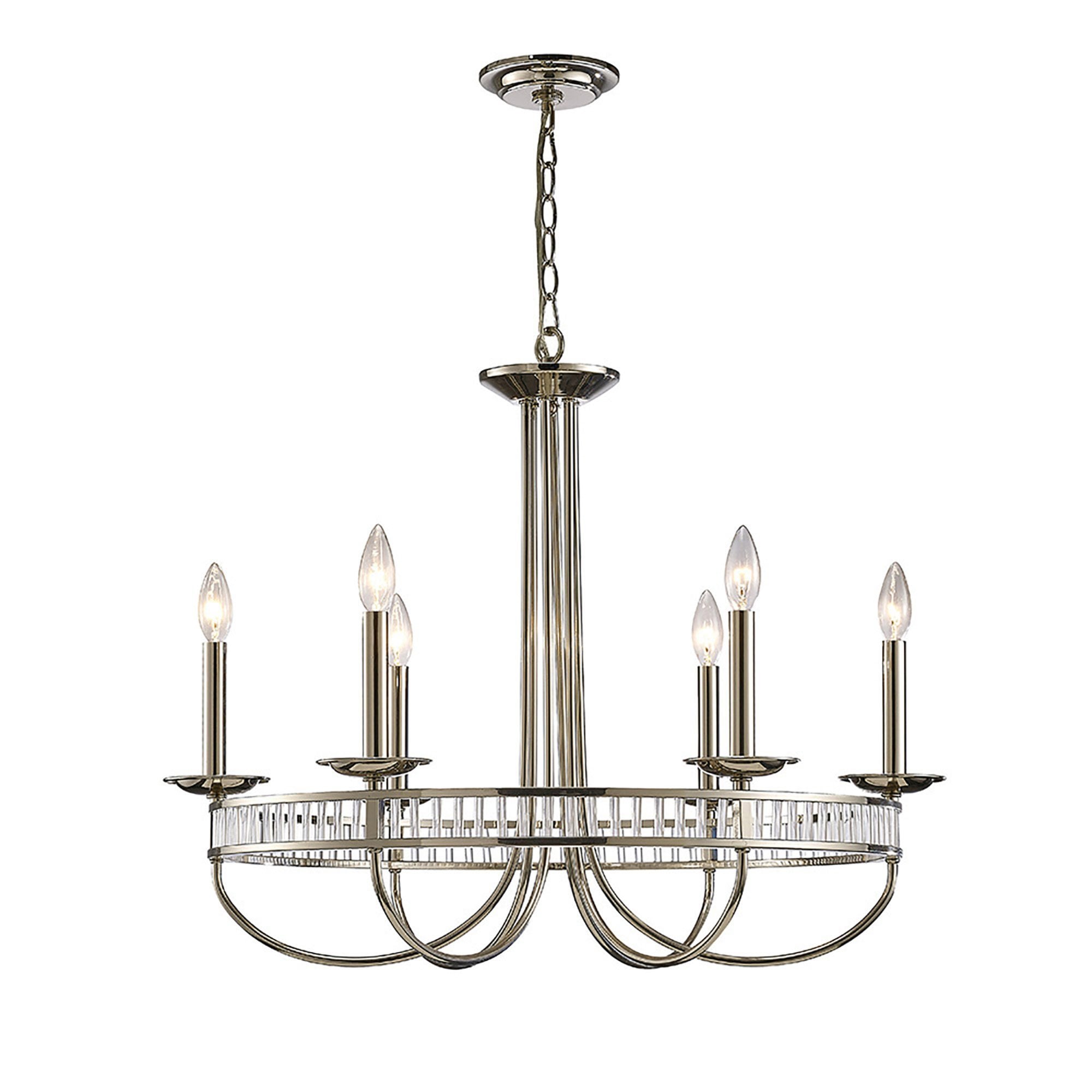 Diyas IL31705 Saskia Round Pendant 6 Light E14 Polished Nickel/Crystal