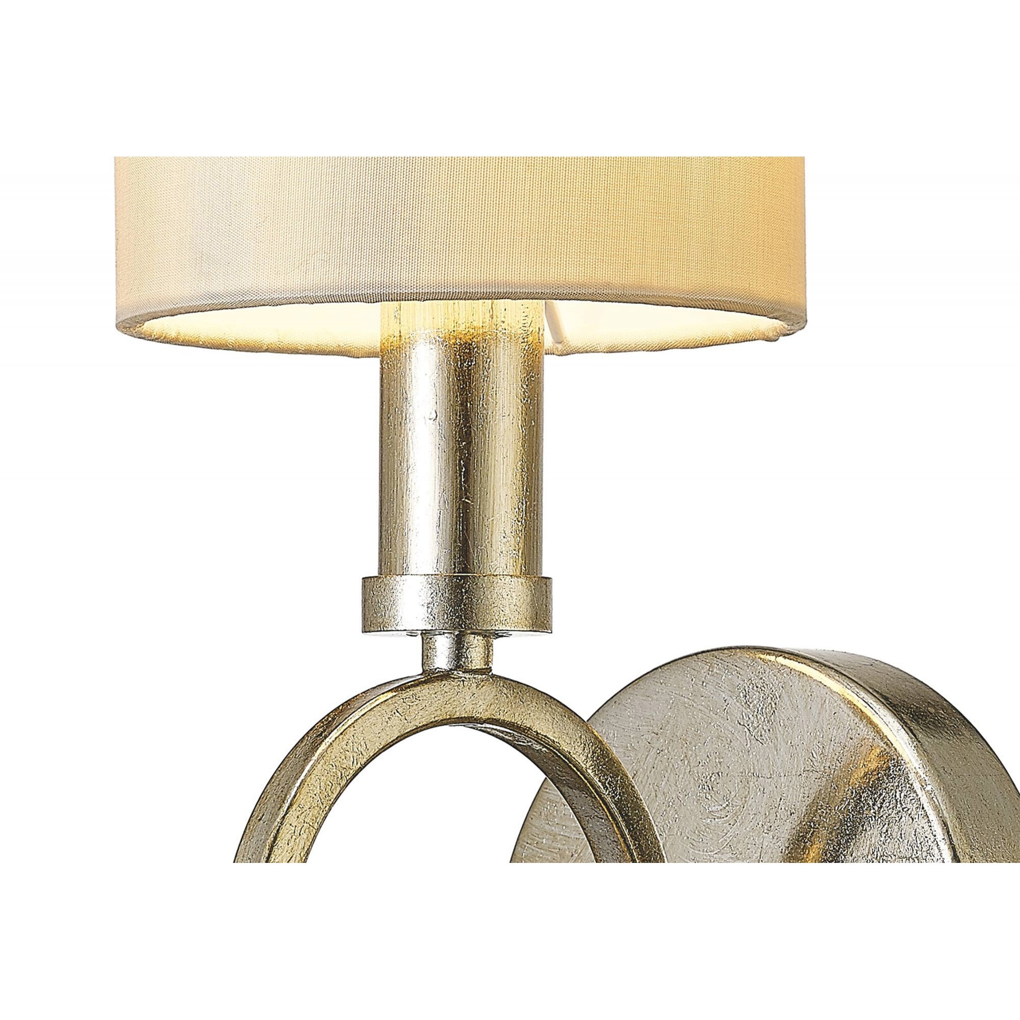 Diyas IL31700 Isabella Wall Light With Beige Shade 1 Light Antique Silver