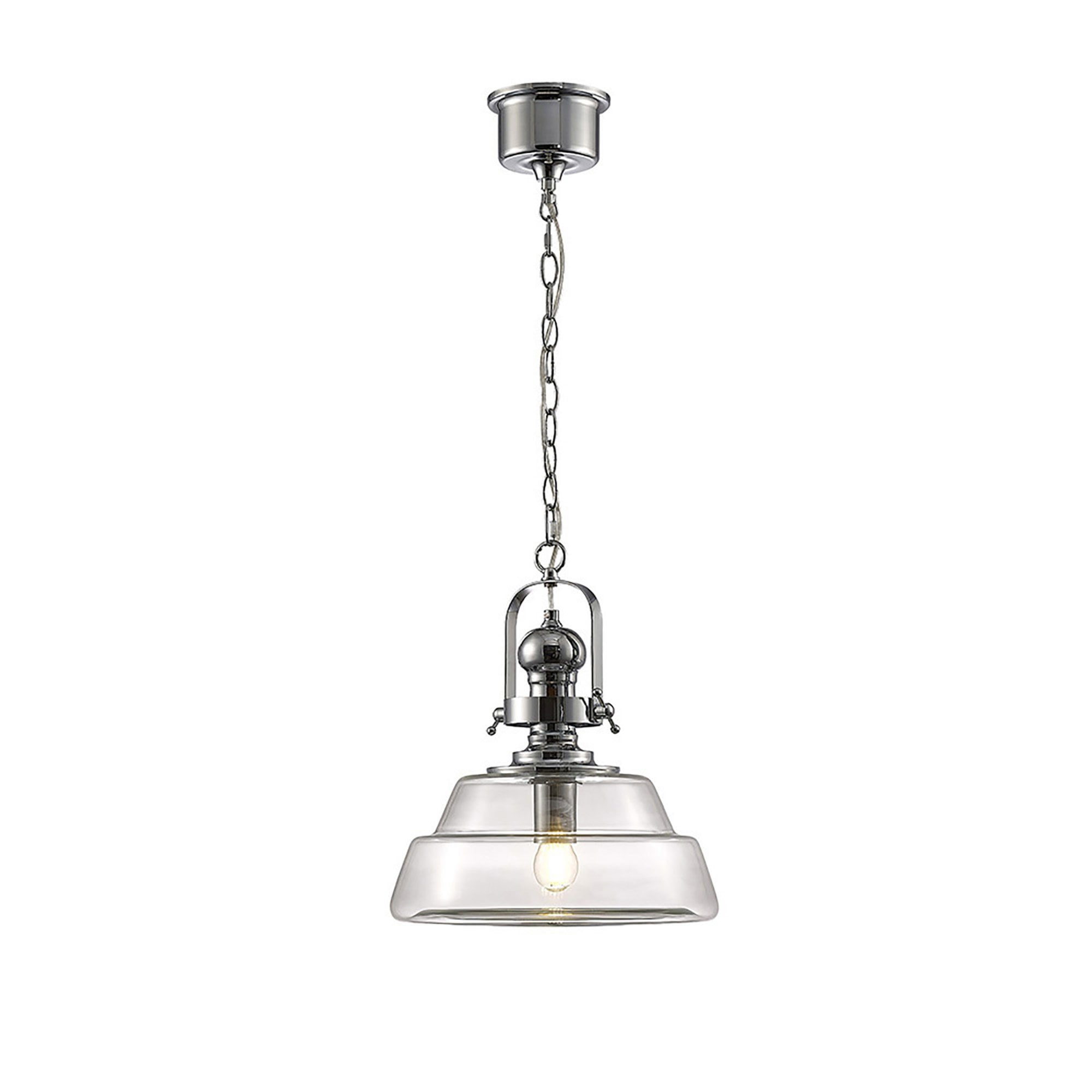 Diyas IL31591 Reyna Single Medium Pendant 1 Light E27 Polished Chrome/Clear Glass