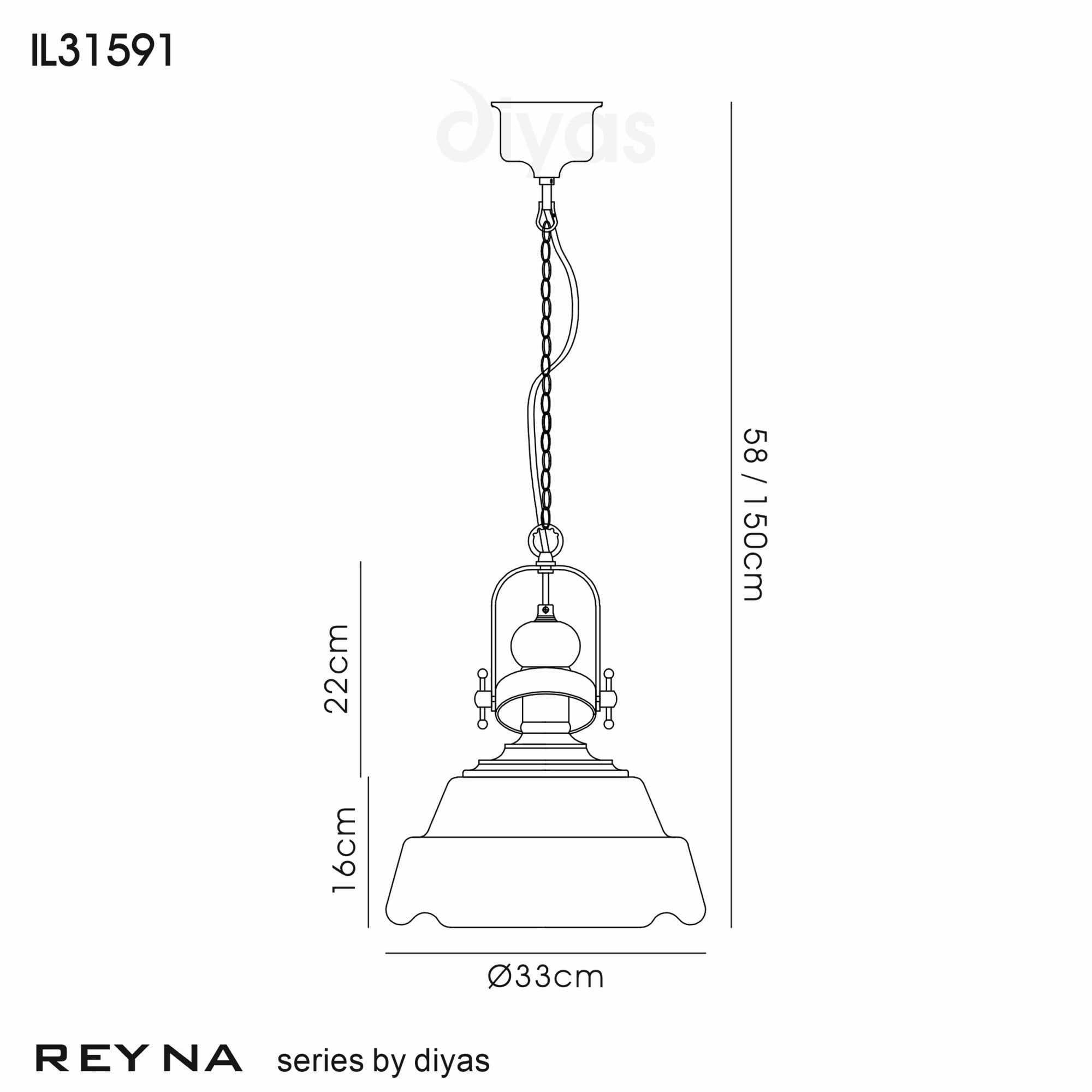 Diyas IL31591 Reyna Single Medium Pendant 1 Light E27 Polished Chrome/Clear Glass