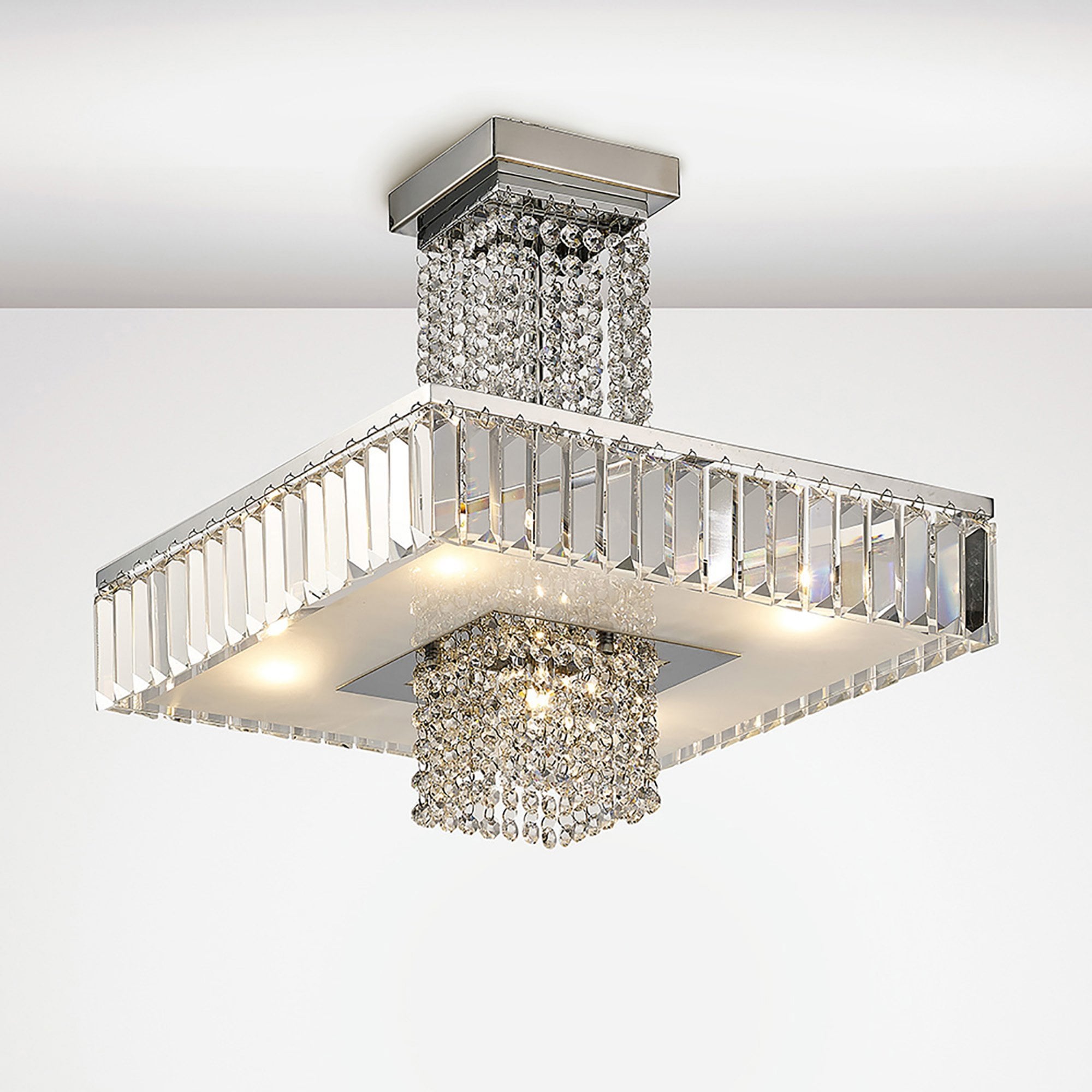 Diyas IL31550 Ophelia Semi Ceiling 6 Light Polished Chrome/Crystal