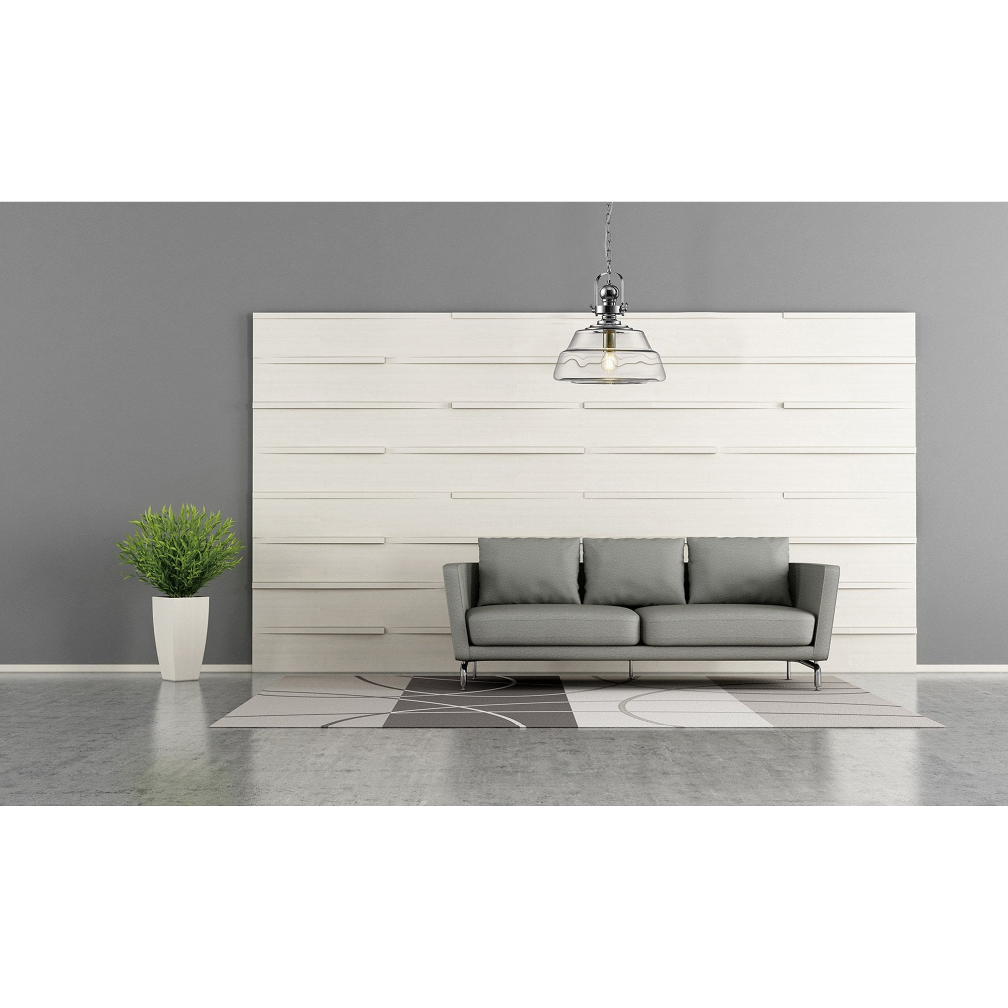 Diyas IL31592 Reyna Single Large Pendant 1 Light E27 Polished Chrome/Clear Glass