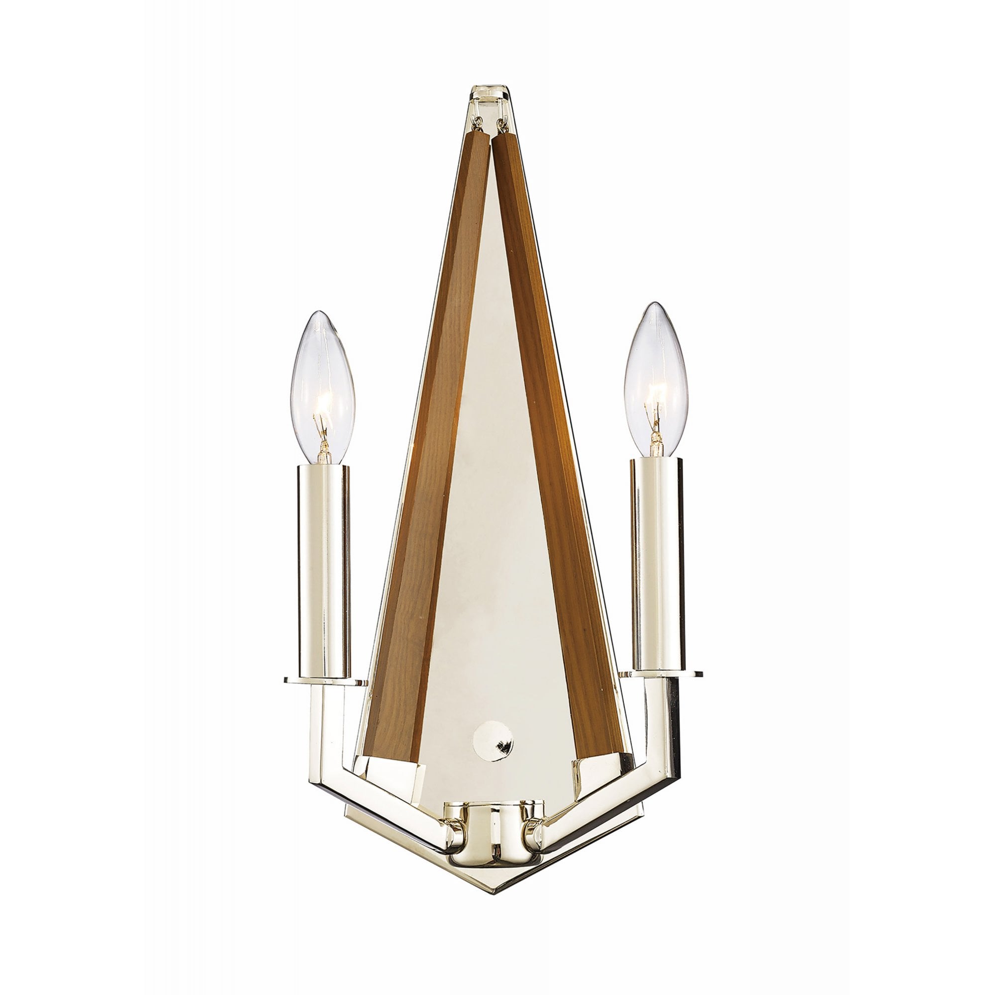 Diyas IL31680 Hilton Wall Light 2 Light E14 Polished Nickel/Taupe Wood