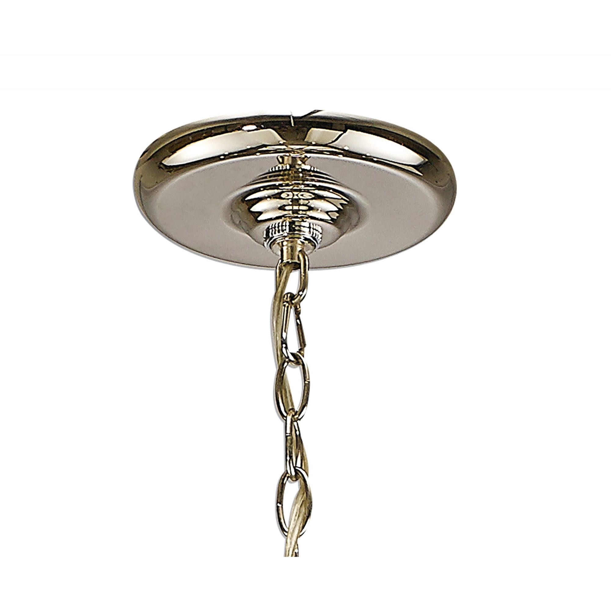 Diyas IL31683 Hilton Decagonal Pendant 10 Light E14 Polished Nickel/Taupe Wood (ITEM REQUIRES ASSEMBLY)