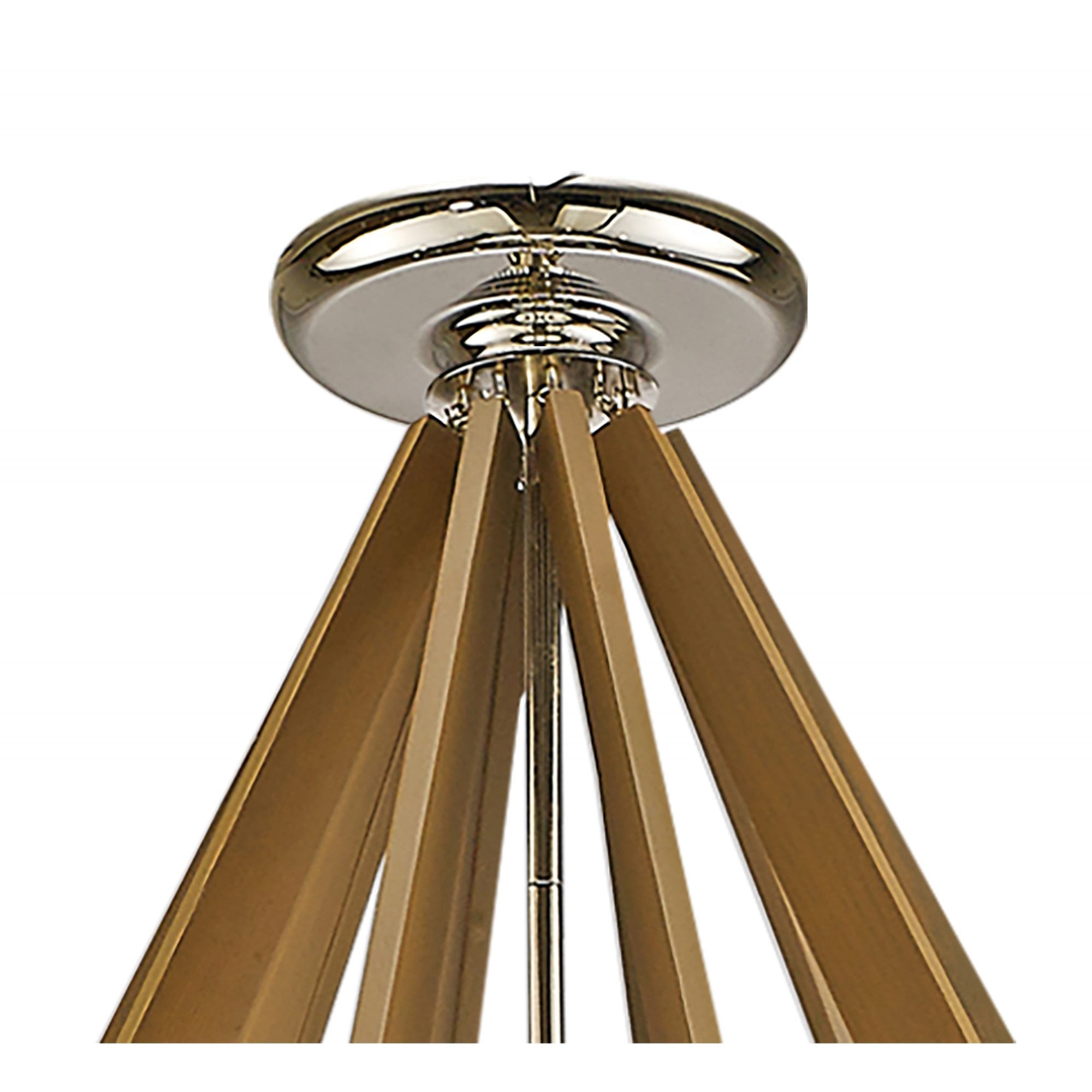 Diyas IL31683 Hilton Decagonal Pendant 10 Light E14 Polished Nickel/Taupe Wood (ITEM REQUIRES ASSEMBLY)