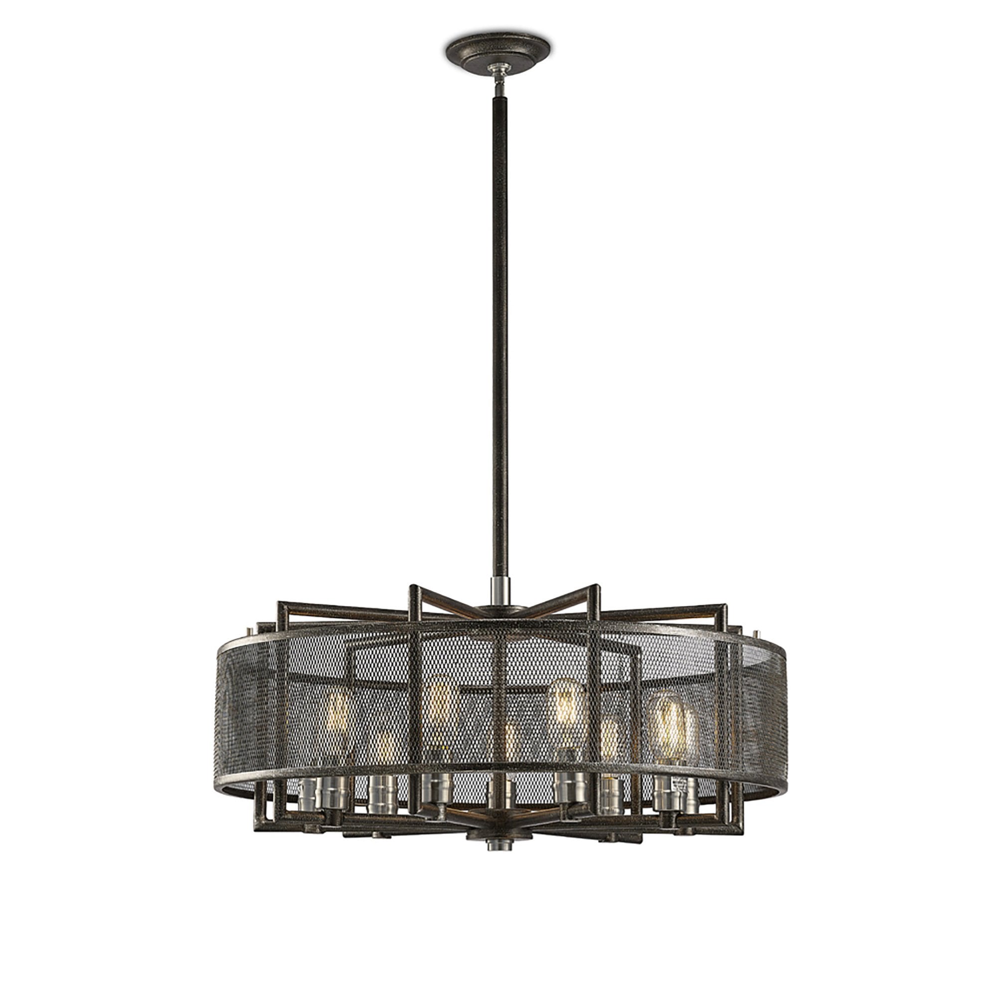 Diyas IL31693 Parker Pendant 9 Light E27 Weathered Zinc/Brushed Nickel