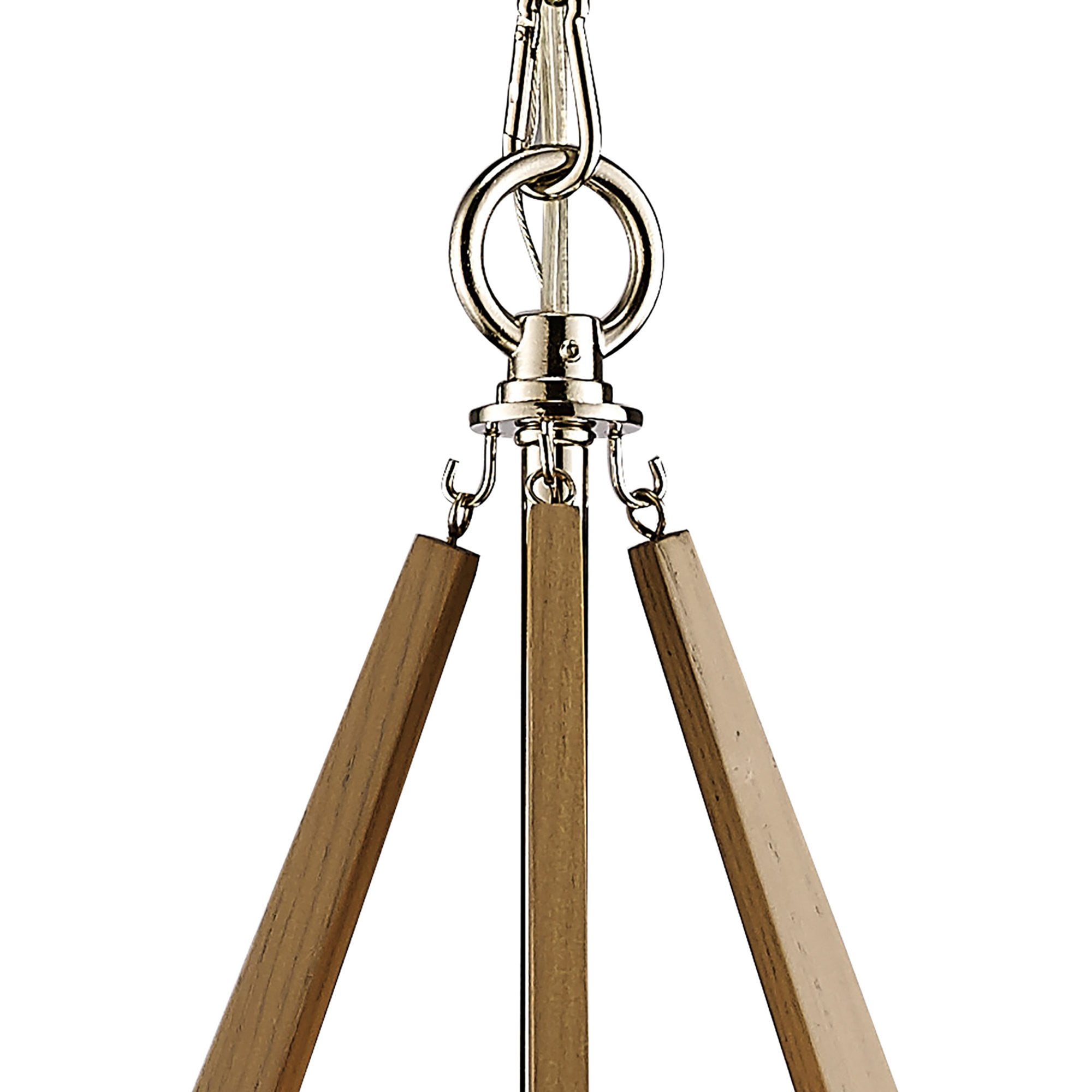 Diyas IL31681 Hilton Tetragonal Pendant 3 Light E14 Polished Nickel/Taupe Wood