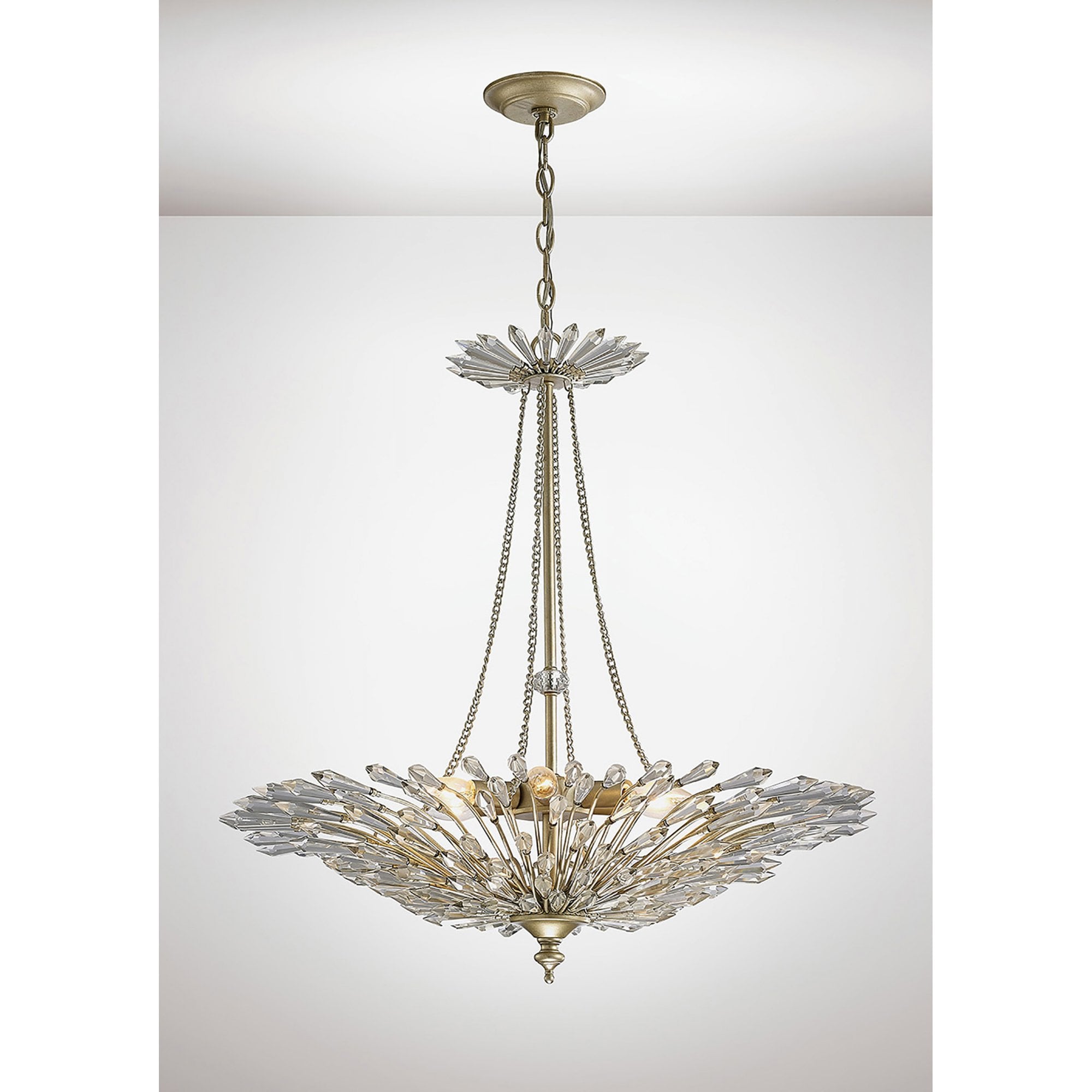 Diyas IL31672 Fay Pendant 6 Light E14 Aged Gold/Silver/Crystal