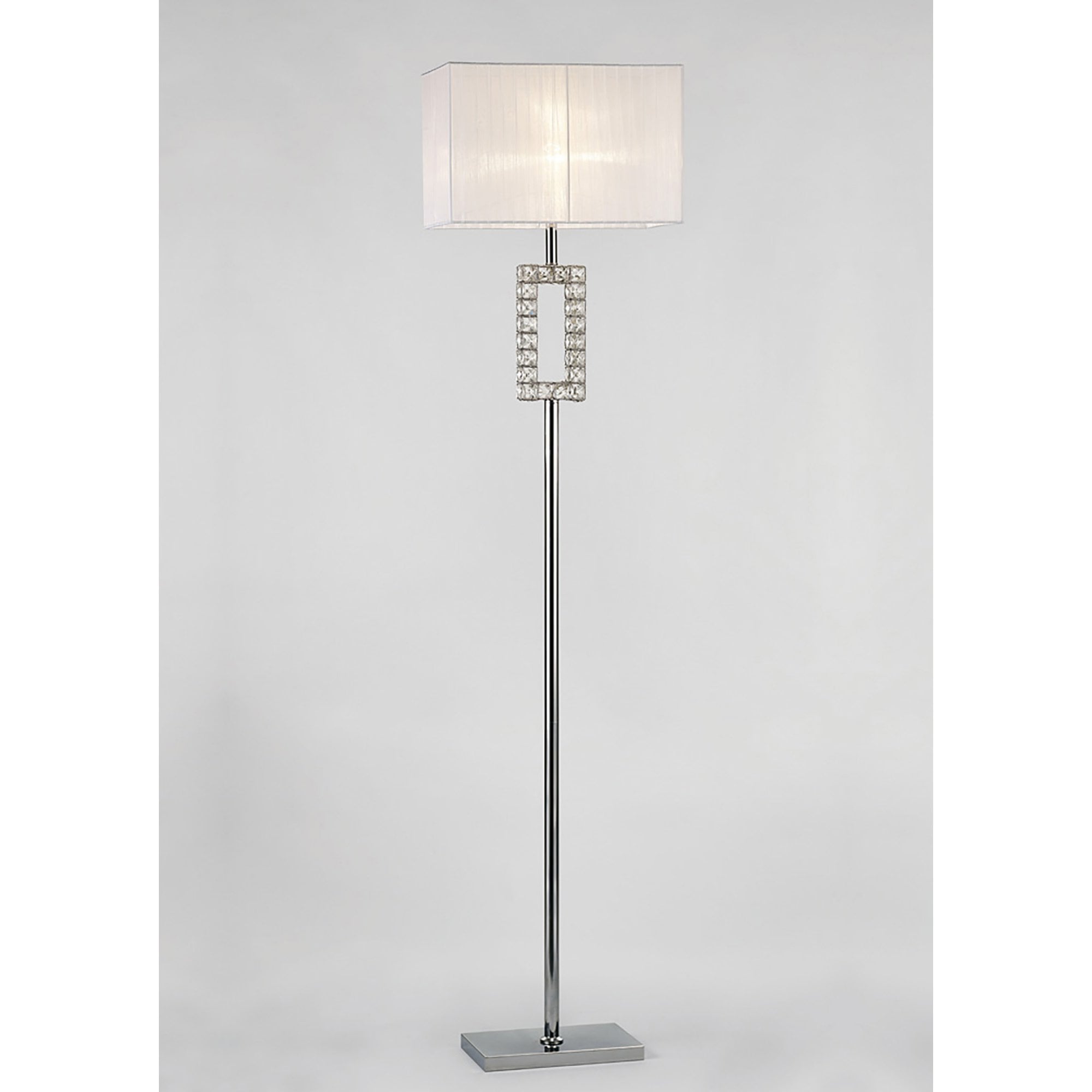 Diyas IL31537 Florence Renctangle Floor Lamp With White Shade 1 Light Polished Chrome/Crystal