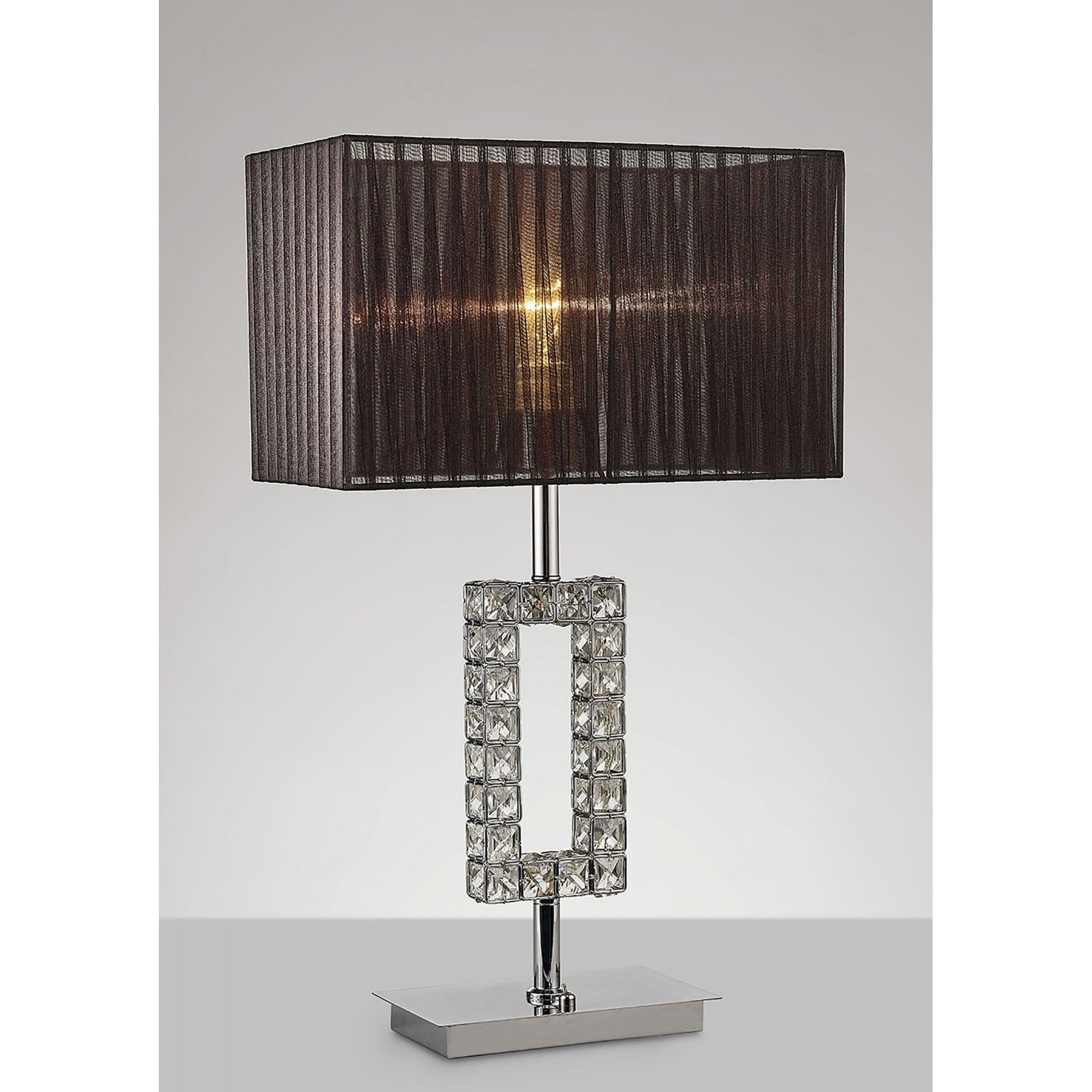 Diyas IL31536 Florence Rectangle Table Lamp With White Shade 1 Light Polished Chrome/Crystal