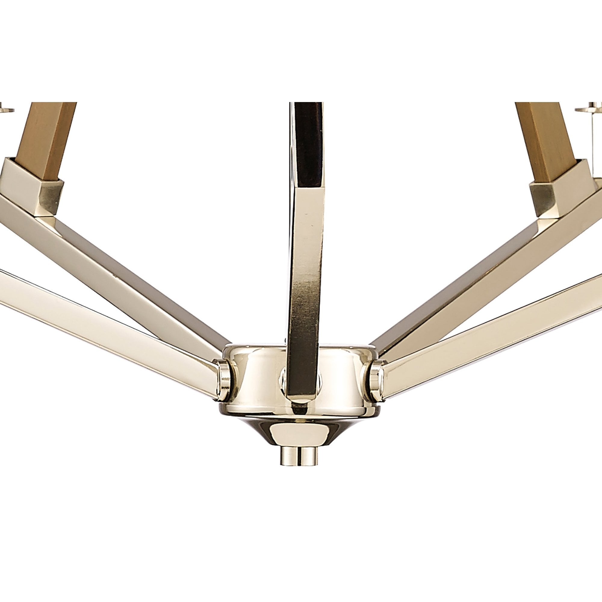 Diyas IL31682 Hilton Pentagonal Pendant 5 Light E14 Polished Nickel/Taupe Wood