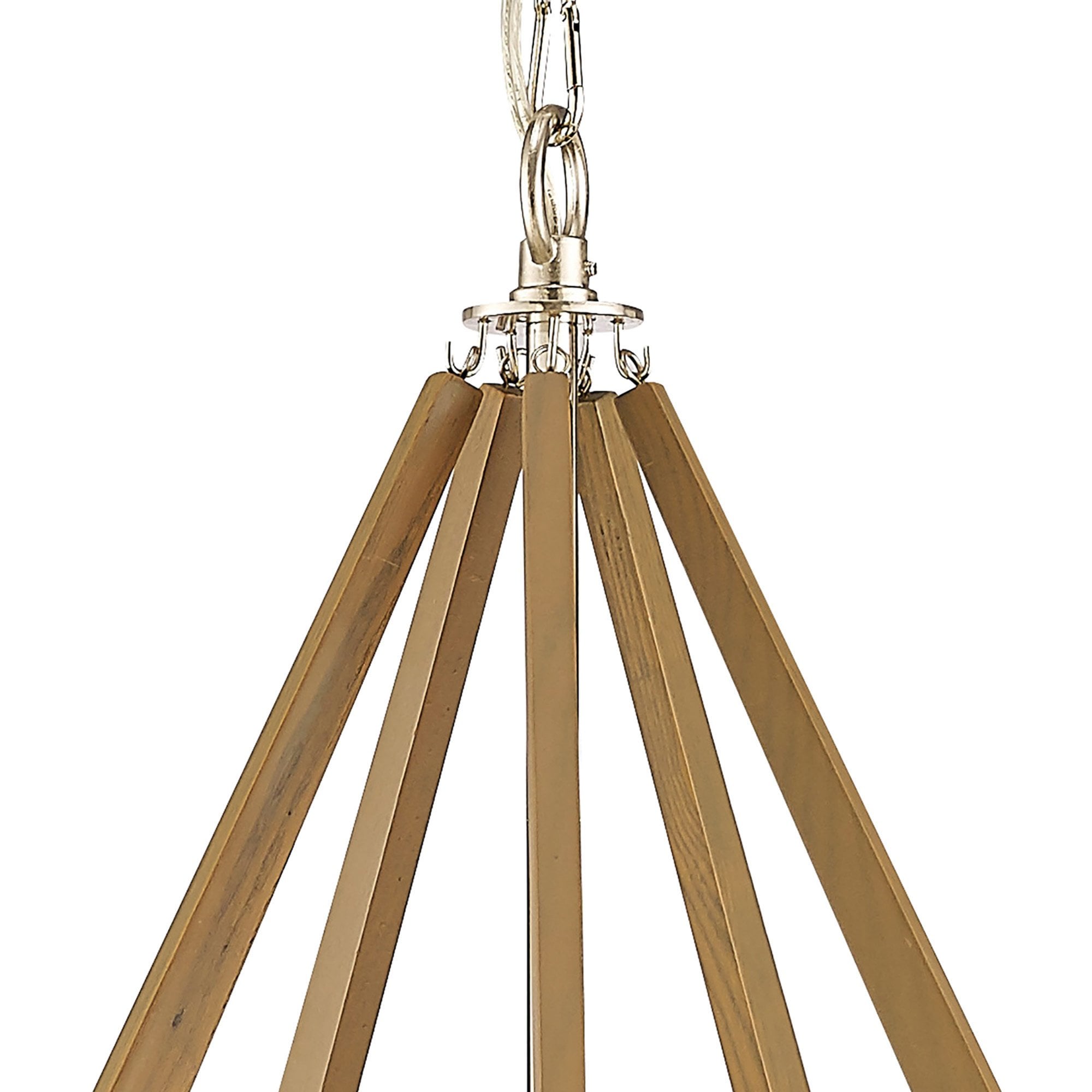 Diyas IL31682 Hilton Pentagonal Pendant 5 Light E14 Polished Nickel/Taupe Wood