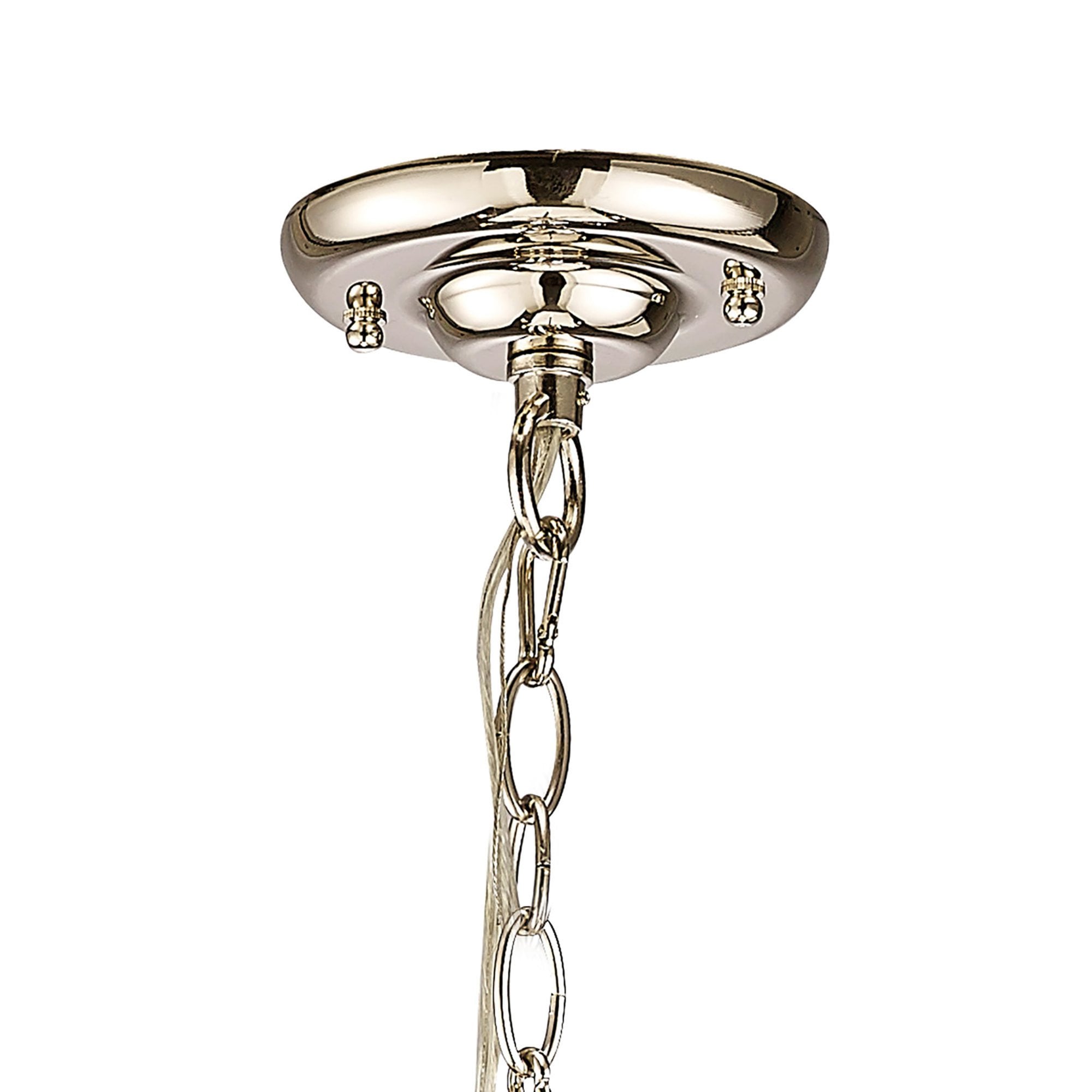 Diyas IL31682 Hilton Pentagonal Pendant 5 Light E14 Polished Nickel/Taupe Wood