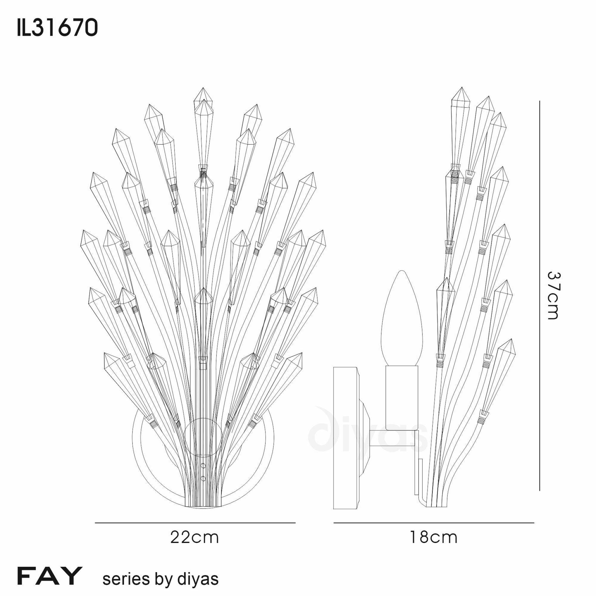 Diyas IL31670 Fay Wall Light 1 Light E14 Aged Gold/Silver/Crystal