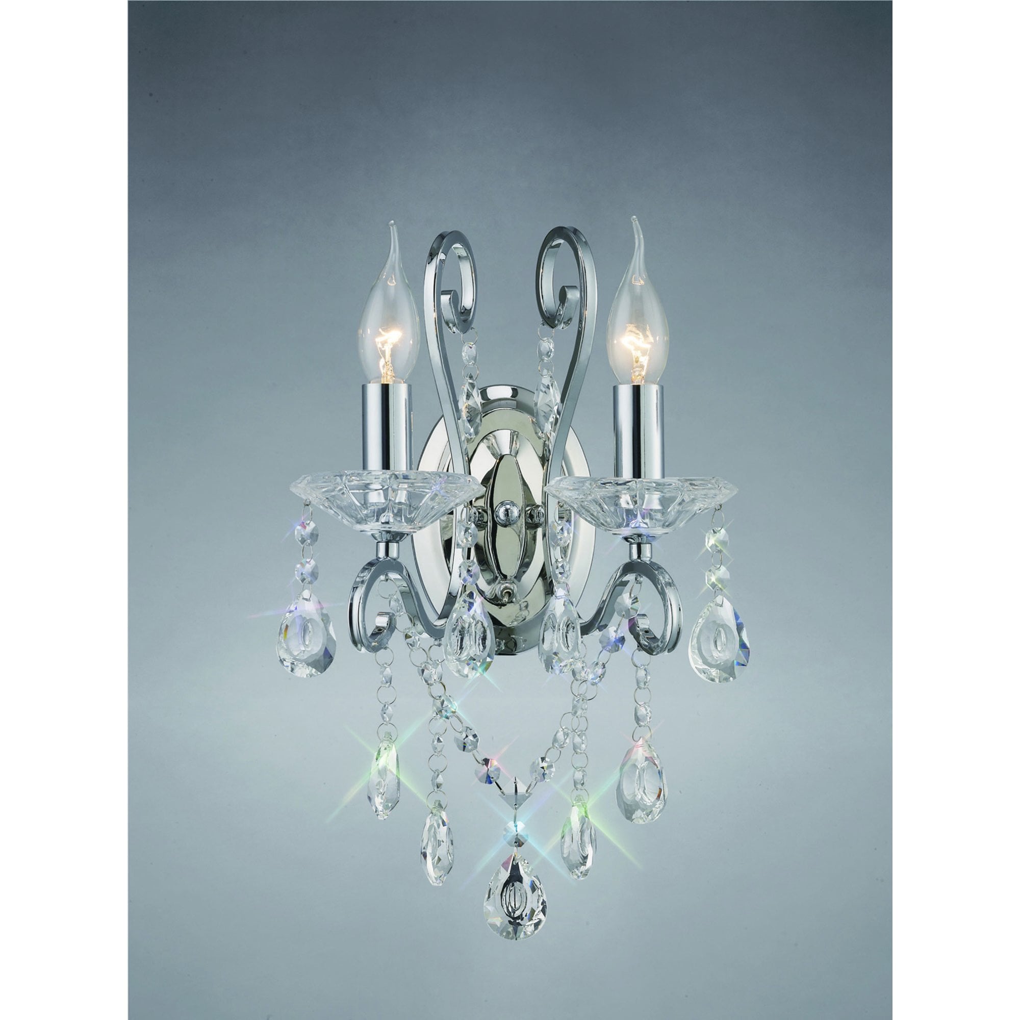 Diyas IL31362 Vela Wall Light Switched 2 Light Polished Chrome/Crystal