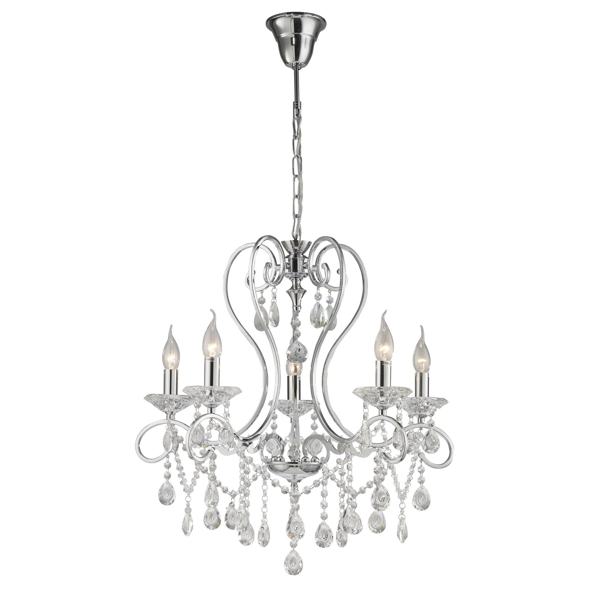 Diyas IL31365 Vela Pendant 5 Light Polished Chrome/Crystal