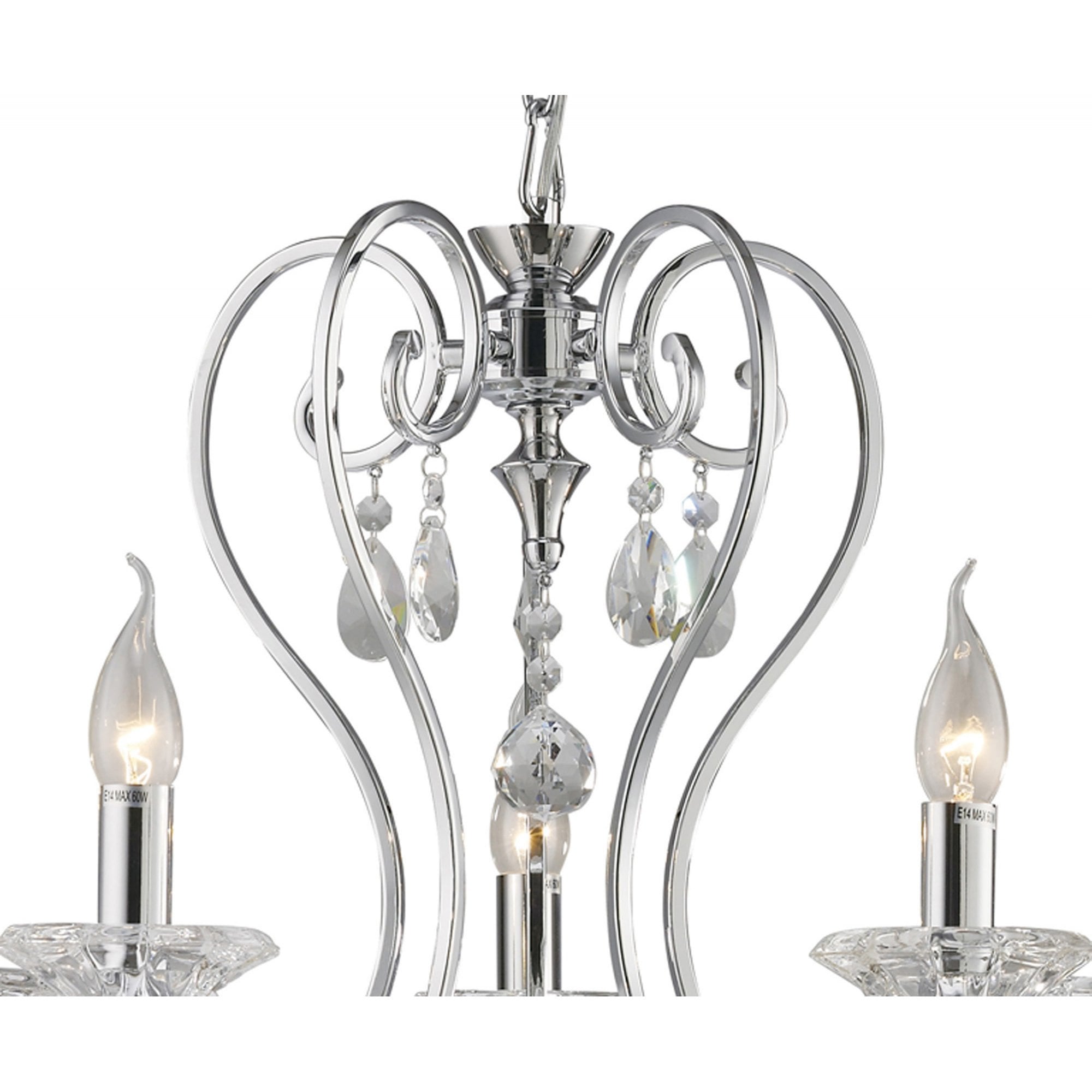 Diyas IL31365 Vela Pendant 5 Light Polished Chrome/Crystal