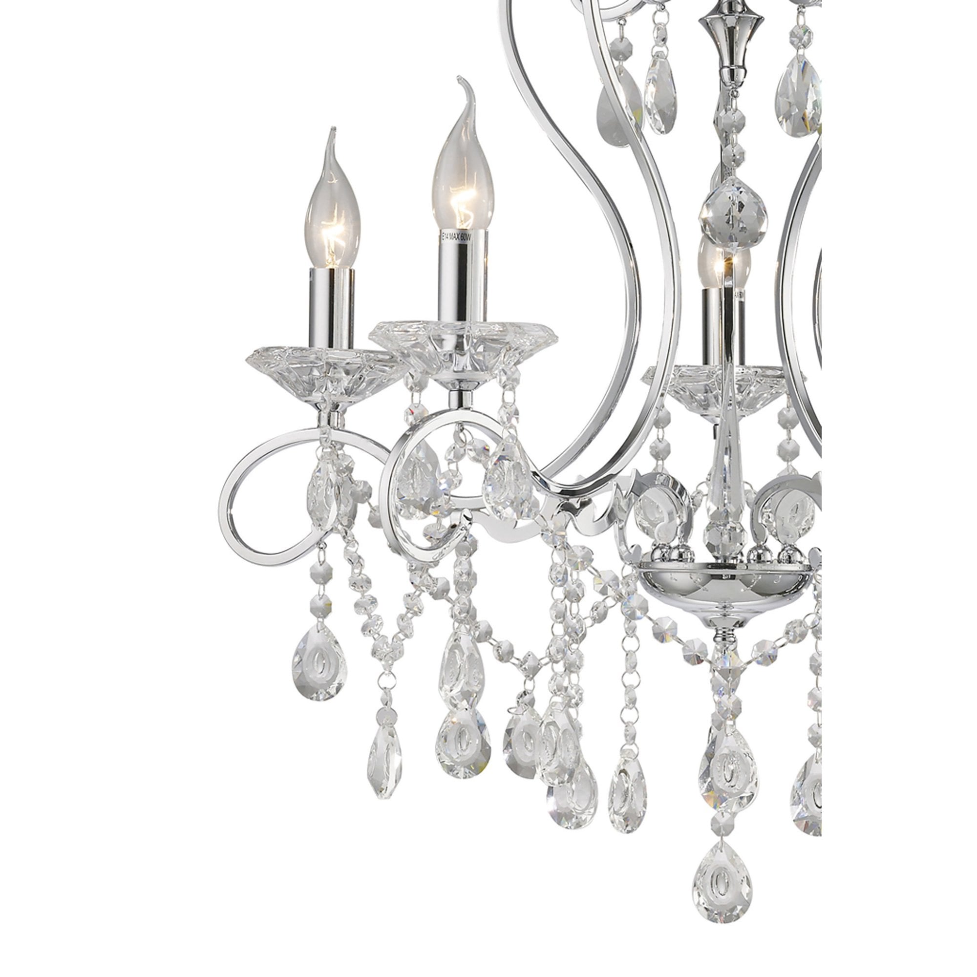 Diyas IL31365 Vela Pendant 5 Light Polished Chrome/Crystal
