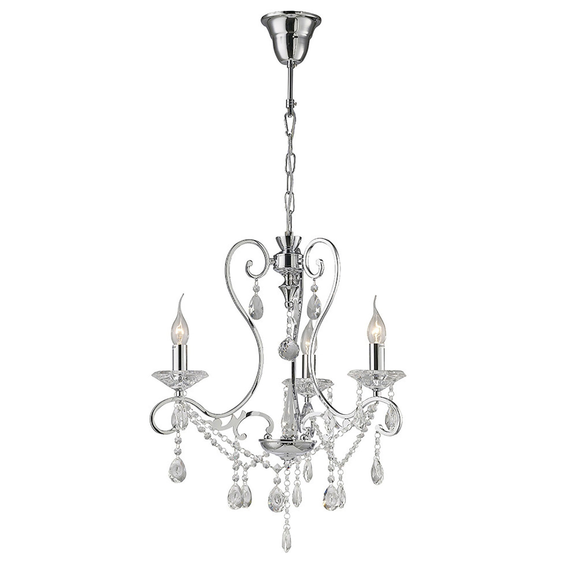 Diyas IL31363 Vela Pendant 3 Light Polished Chrome/Crystal