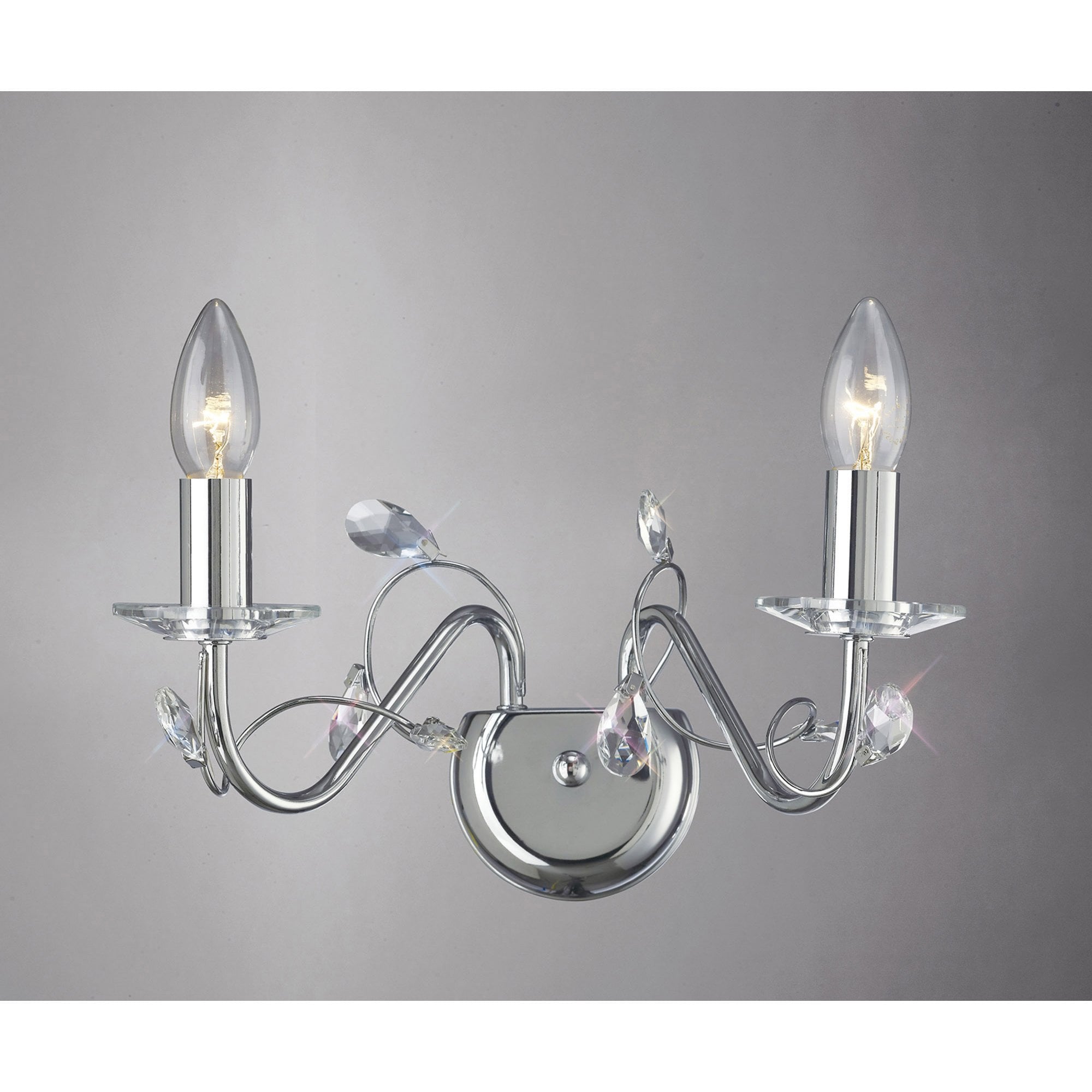 Diyas IL31212 Willow Wall Light Without Shade 2 Light Polished Chrome/Crystal