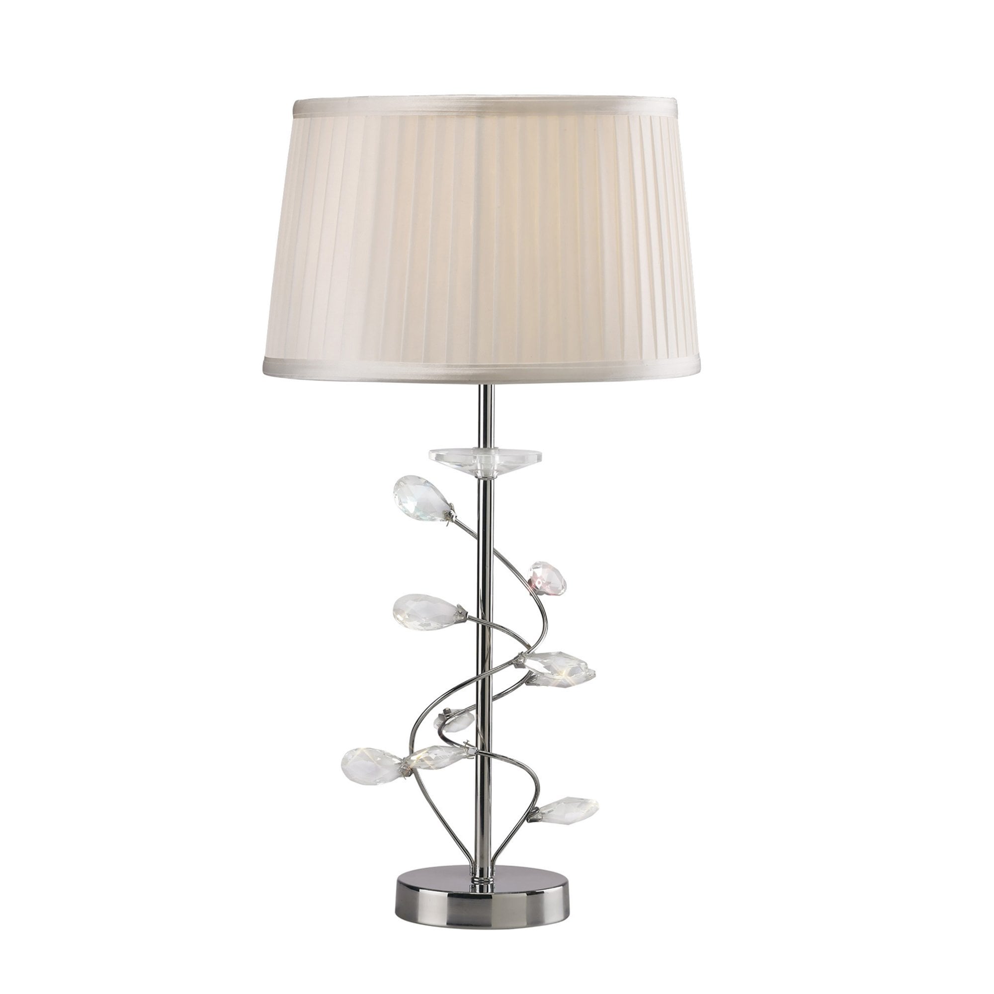Diyas IL31210 Willow Table Lamp With White Shade 1 Light Polished Chrome/Crystal
