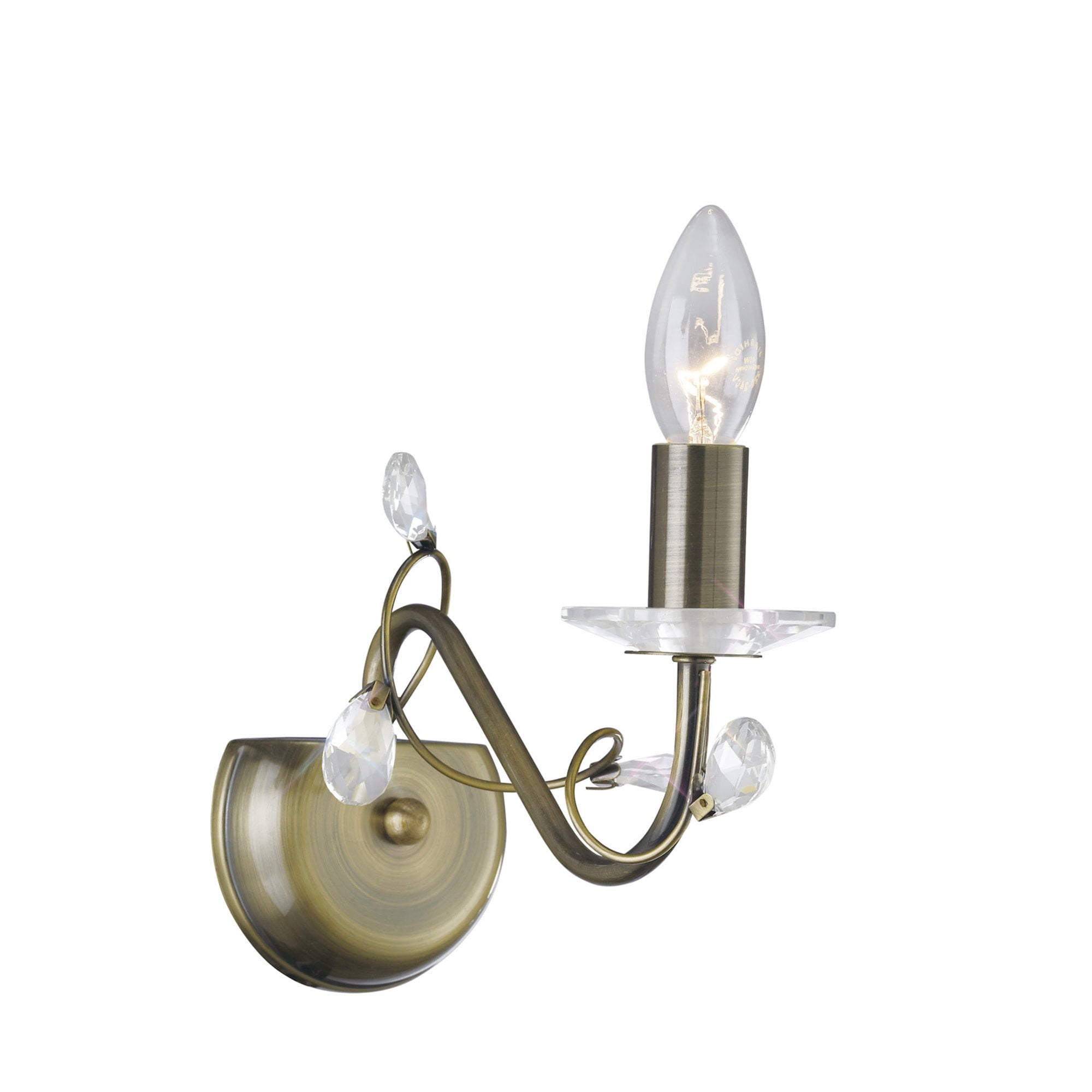 Diyas IL31221 Willow Wall Light Without Shade 1 Light Antique Brass/Crystal