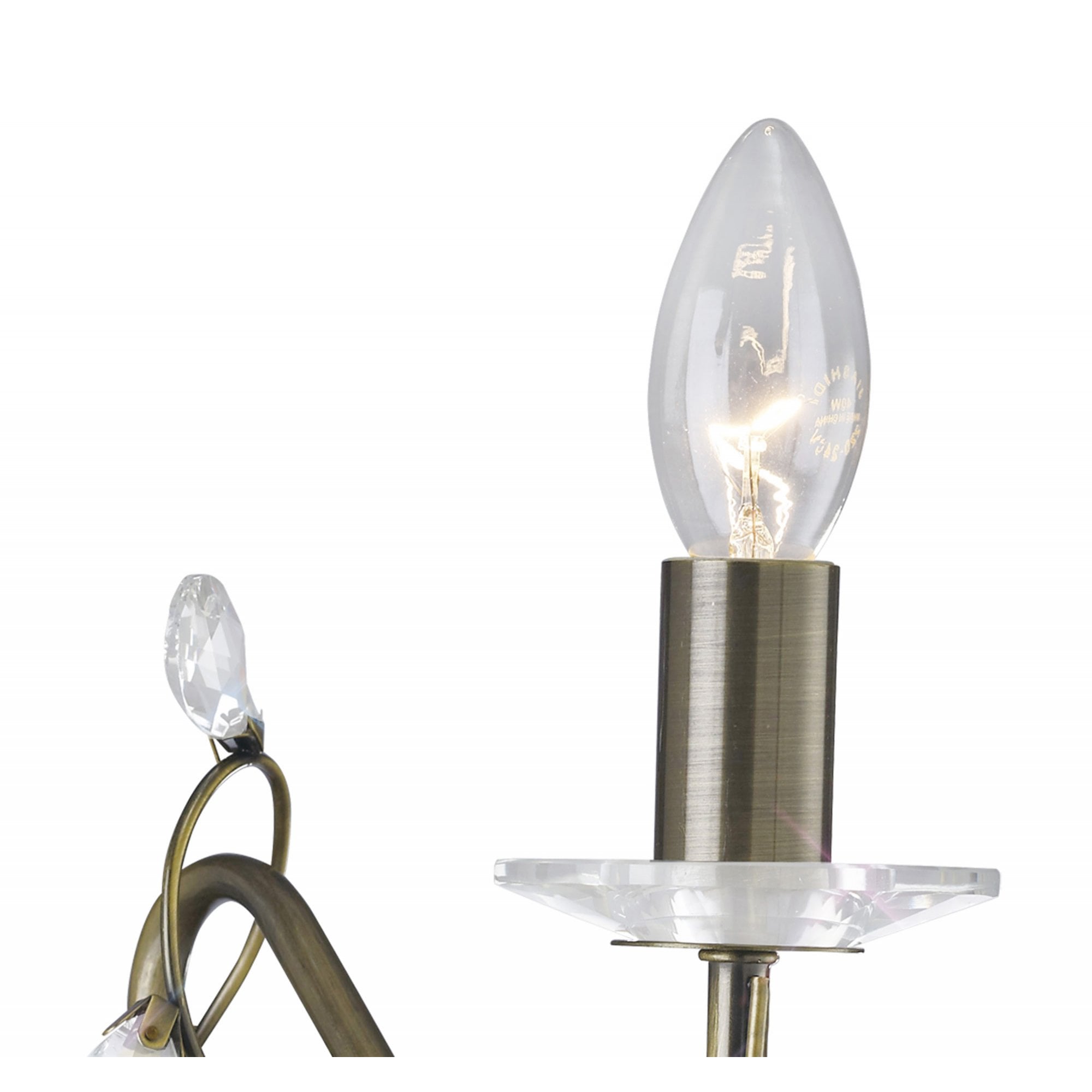 Diyas IL31221 Willow Wall Light Without Shade 1 Light Antique Brass/Crystal