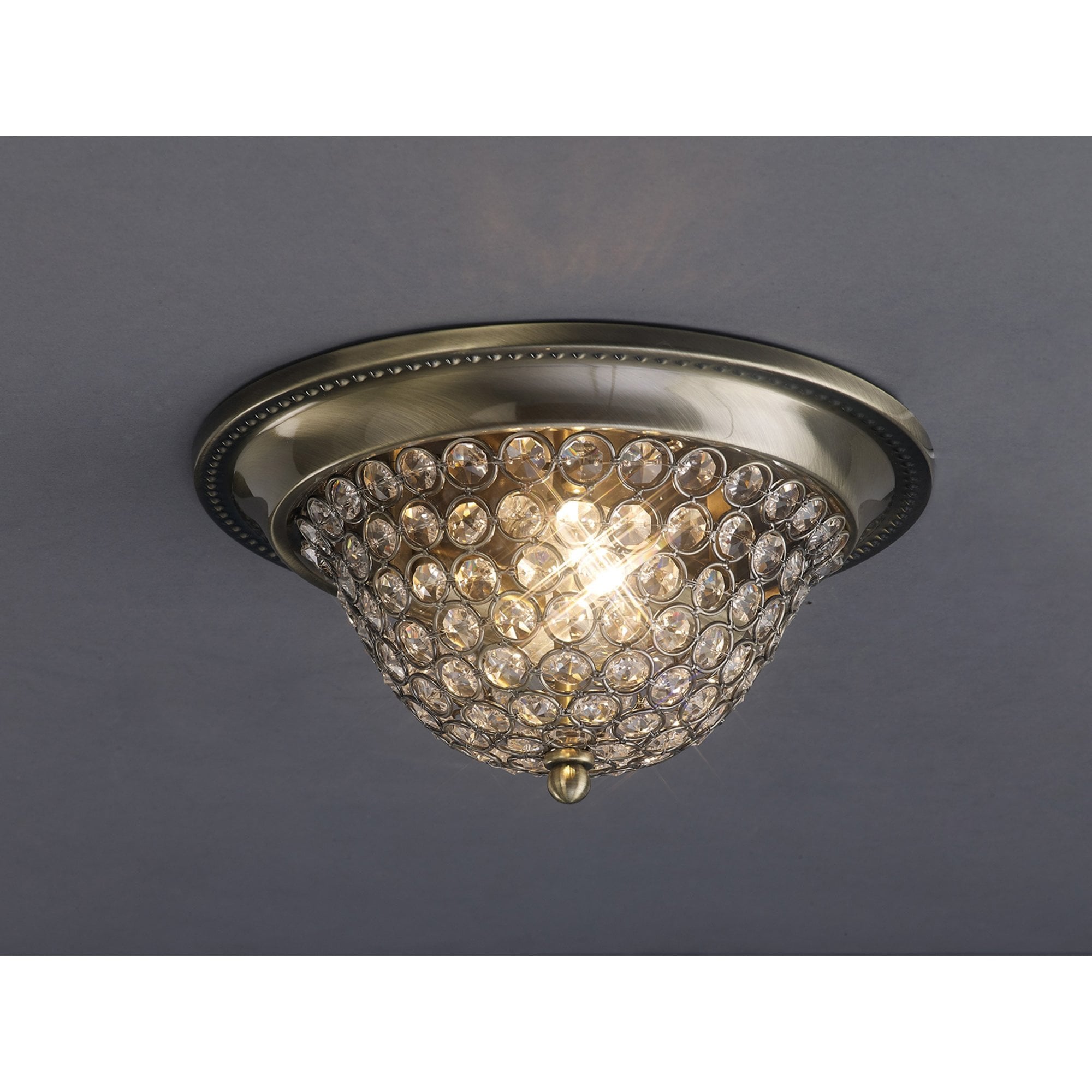 Diyas IL31130 Paloma Ceiling Small 2 Light Antique Brass/Crystal