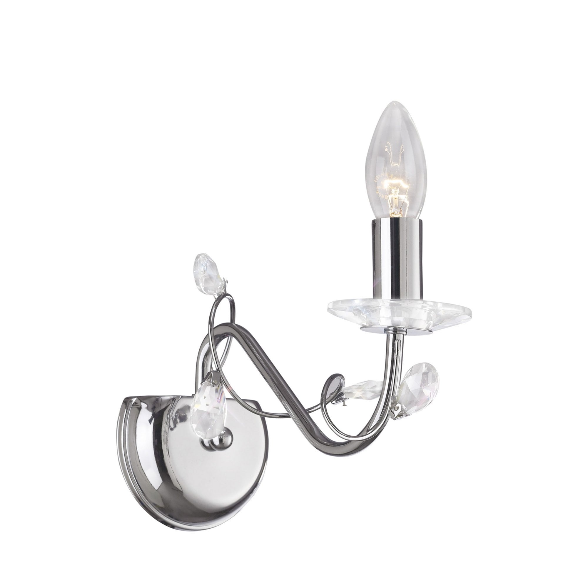 Diyas IL31211 Willow Wall Light Without Shade 1 Light Polished Chrome/Crystal