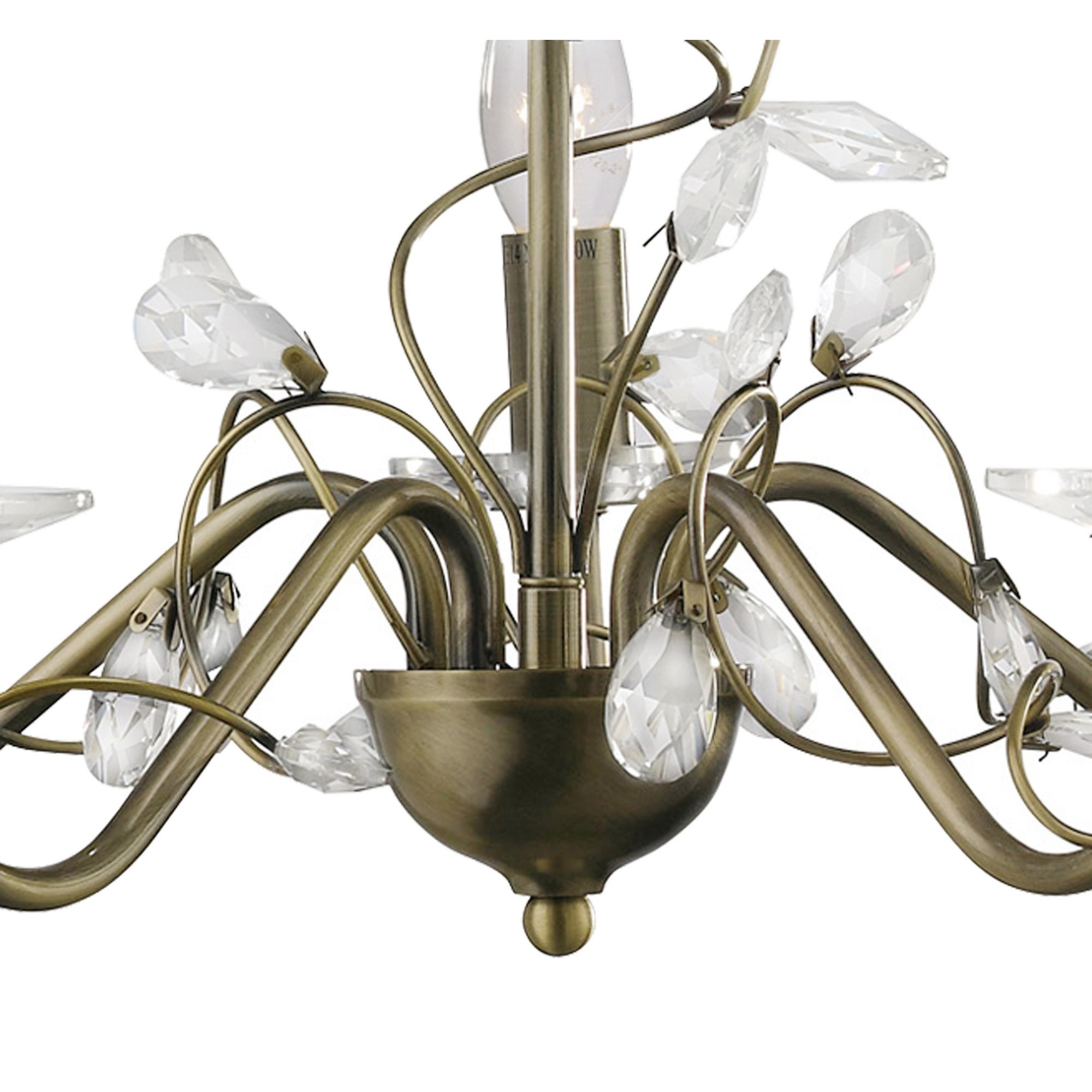 Diyas IL31225 Willow Pendant Without Shade  5 Light Antique Brass/Crystal