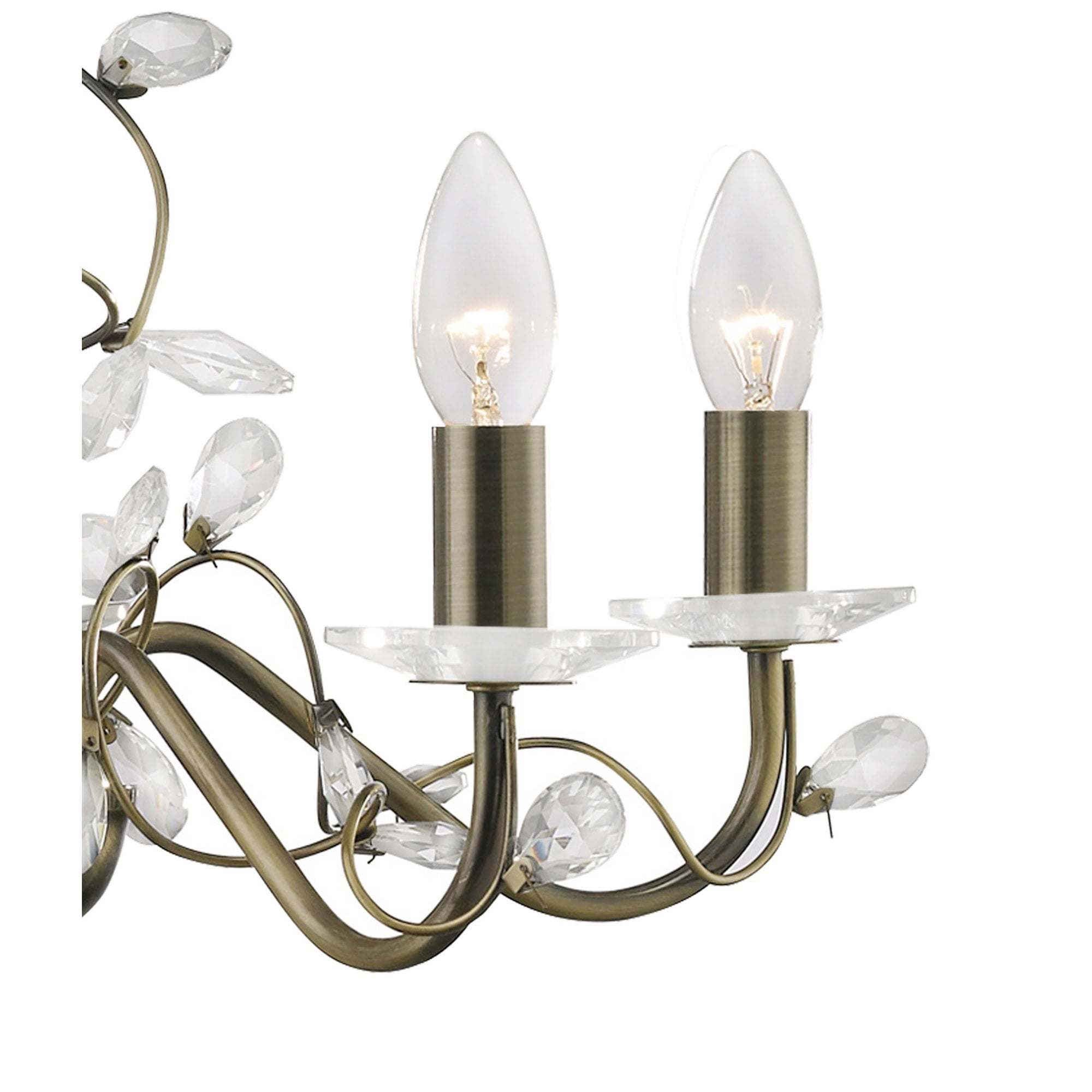 Diyas IL31225 Willow Pendant Without Shade  5 Light Antique Brass/Crystal