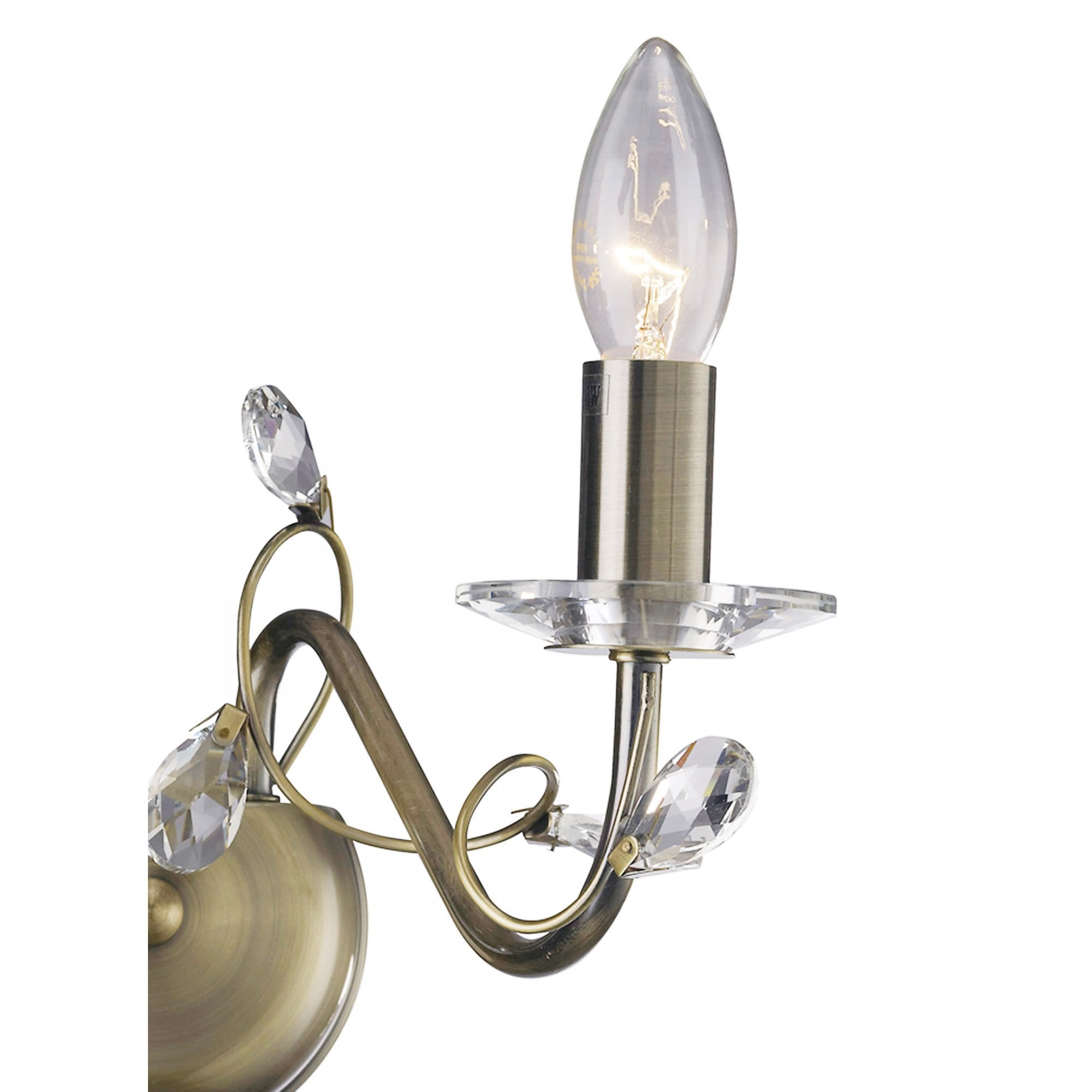 Diyas IL31222 Willow Wall Light Without Shade 2 Light Antique Brass/Crystal