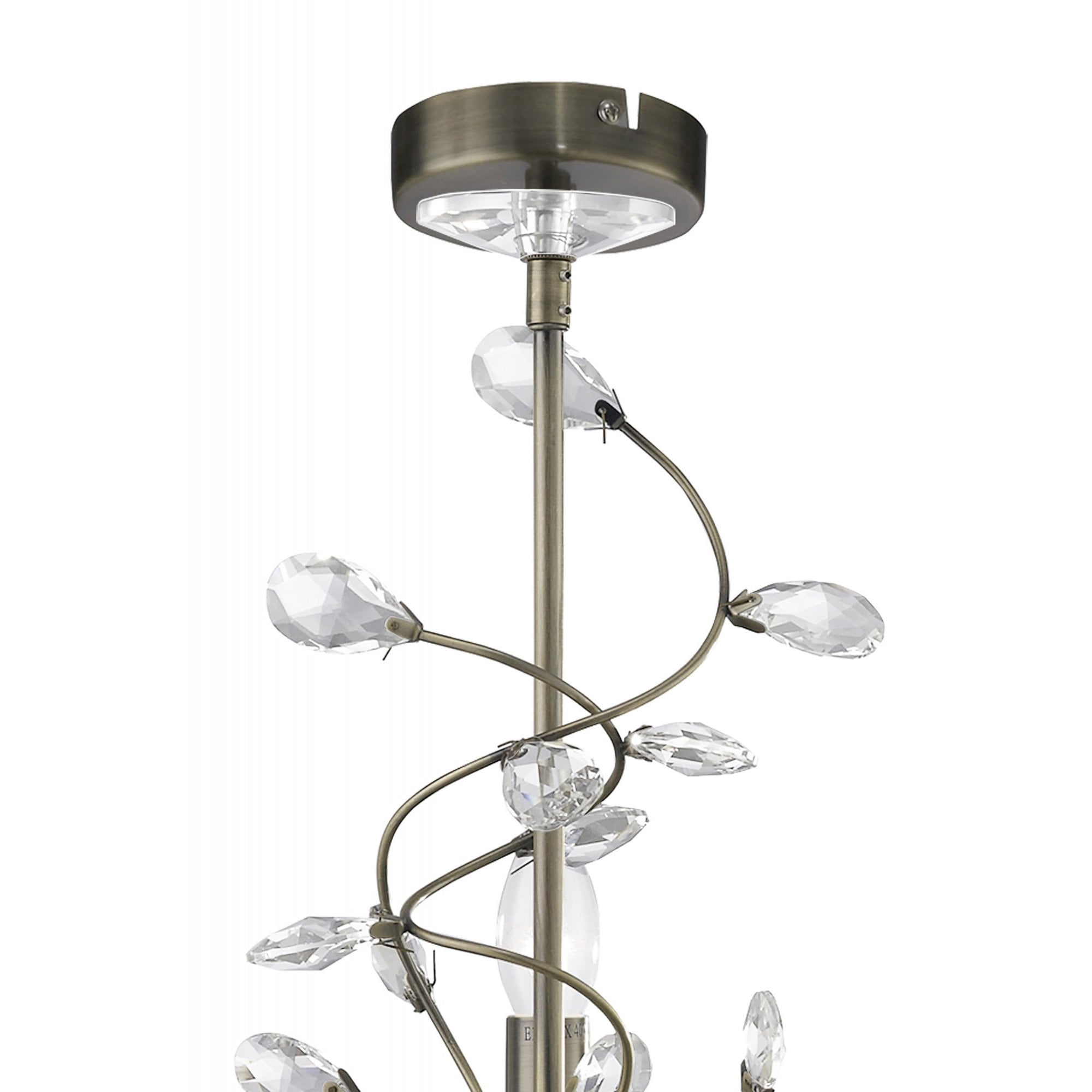 Diyas IL31223 Willow Pendant 3 Without Shade Light Antique Brass/Crystal