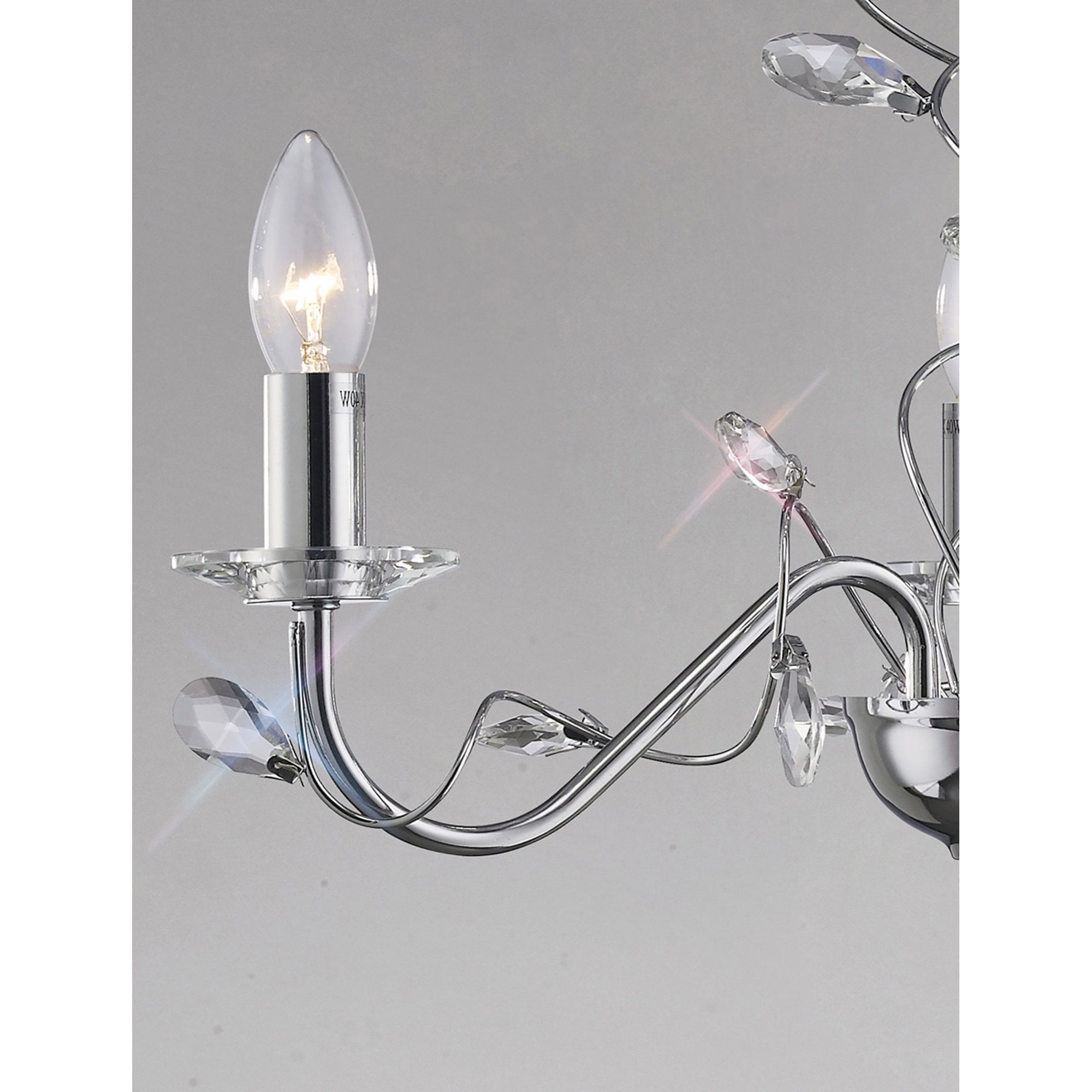 Diyas IL31213 Willow Pendant Without Shade 3 Light Polished Chrome/Crystal