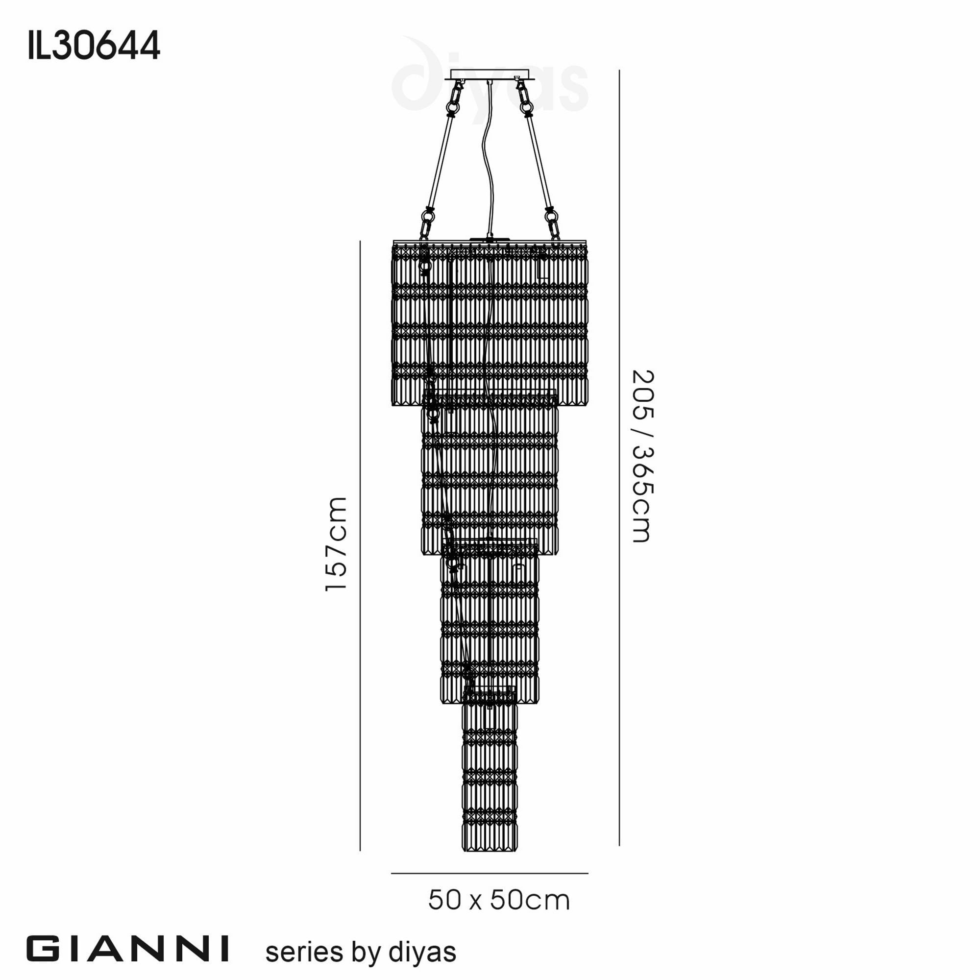 Diyas IL30644 Gianni Tall Pendant 11 Light Polished Chrome/Crystal