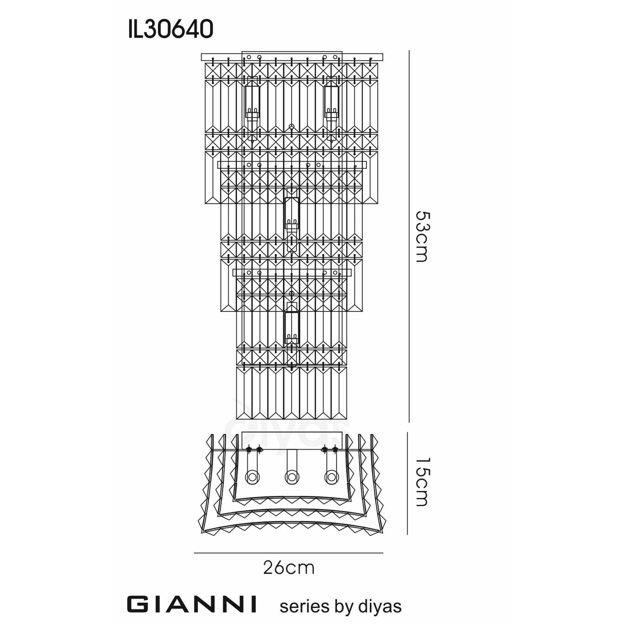 Diyas IL30640 Gianni Wall Light 4 Light Polished Chrome/Crystal