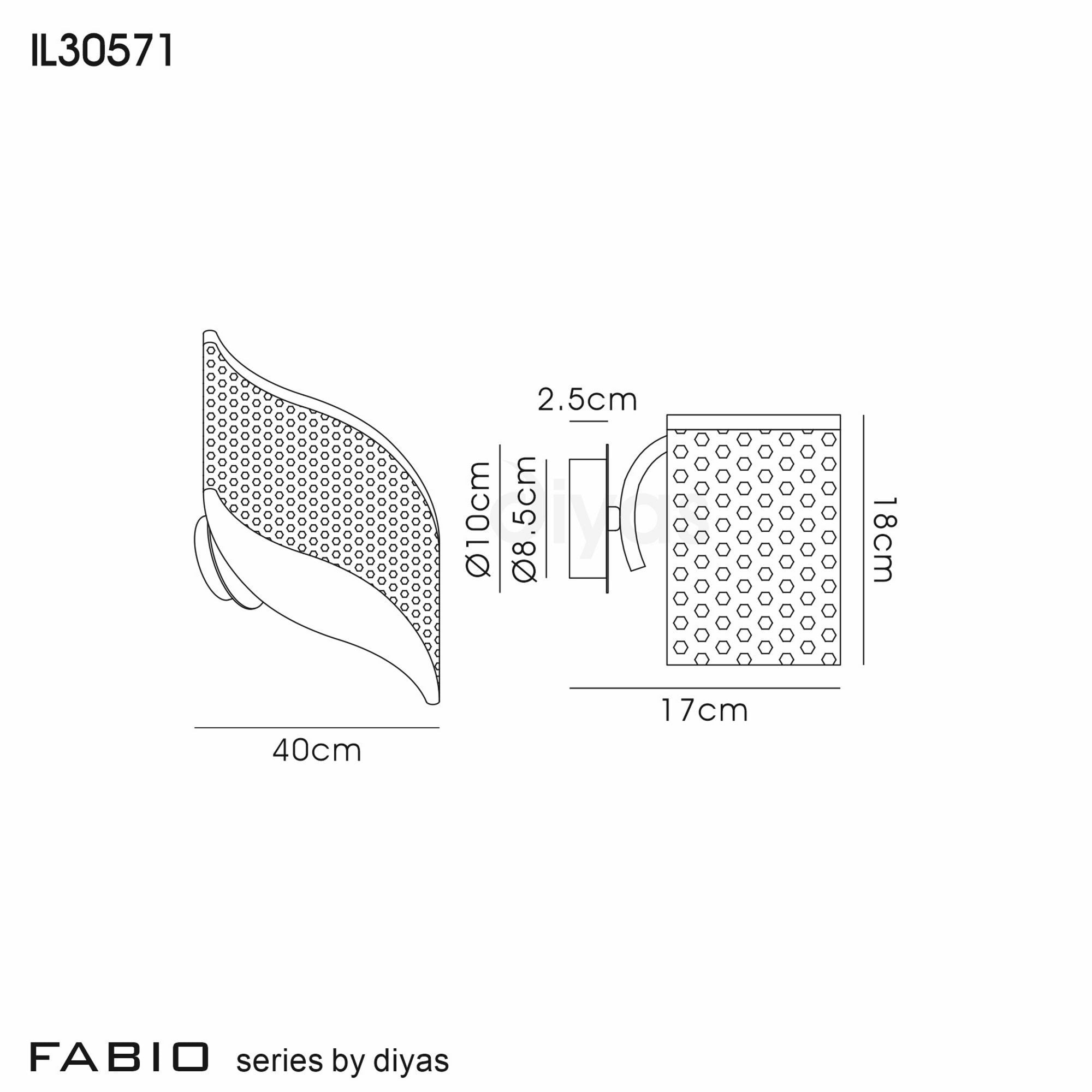 Diyas IL30571 Fabio Wall Light Switched 2 Light Polished Chrome/Crystal