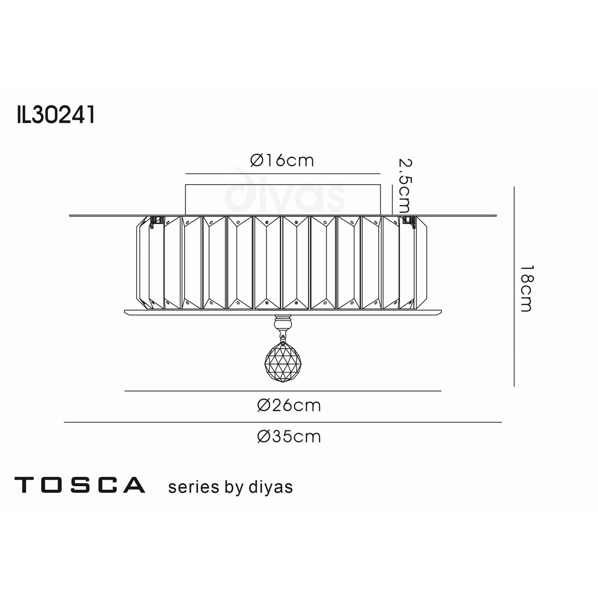 Diyas IL30241 Tosca Ceiling Round 4 Light Polished Chrome/Glass/Crystal